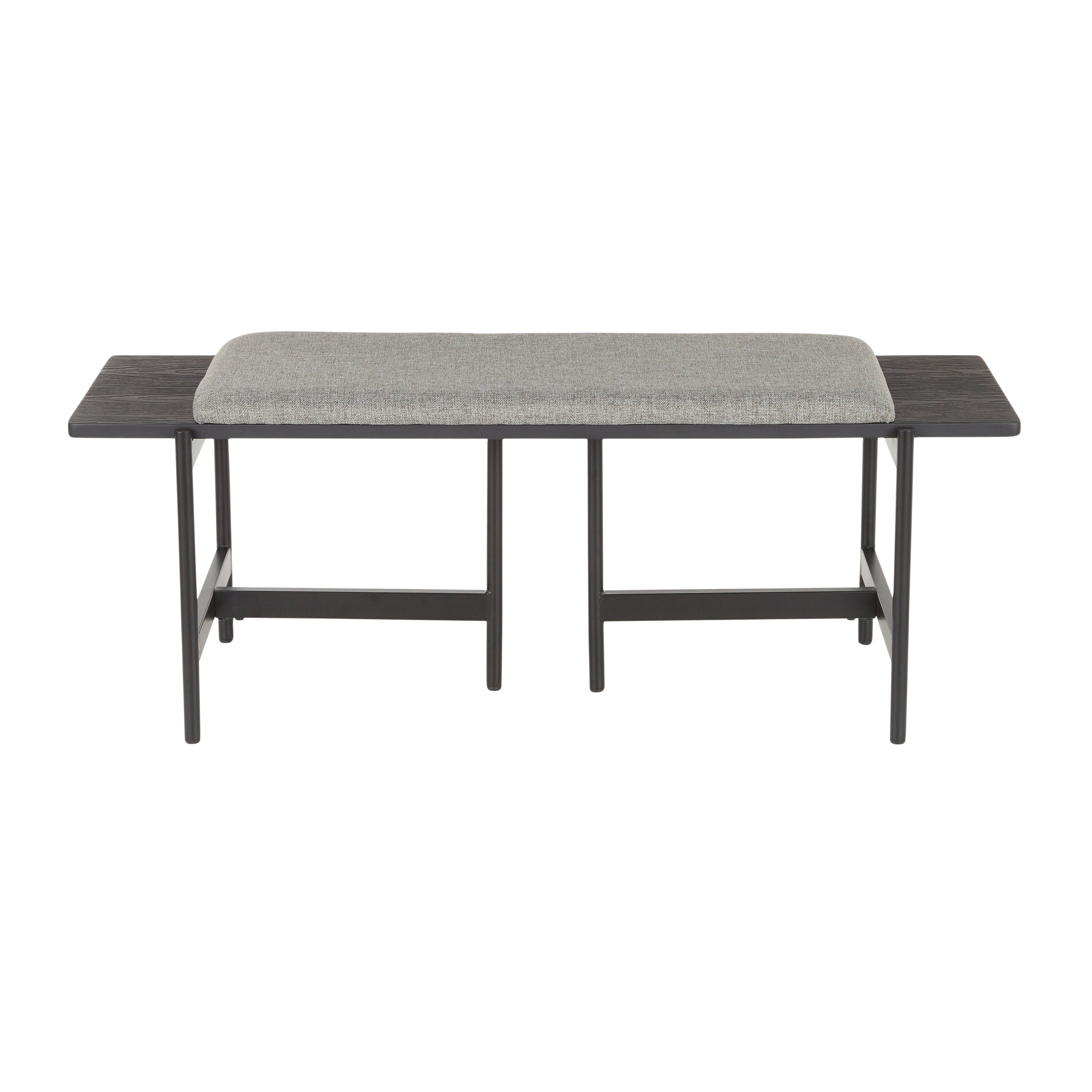 Chloe Contemporary Bench in Black Metal and Grey Fabric with Black Wood Accents by LumiSource