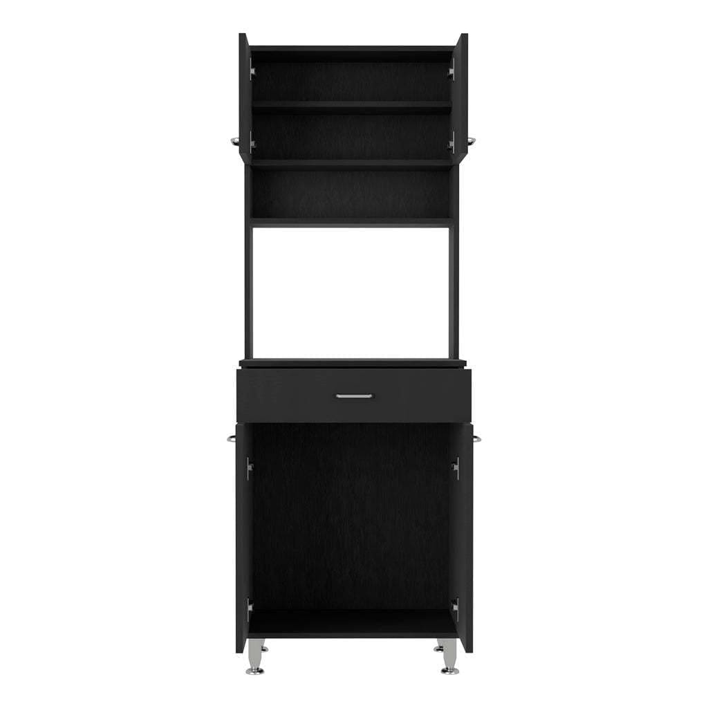 DEPOT E-SHOP Helis 60 Pantry Double Door Cabinet, One Drawer, Four Legs, Three Shelves , Black