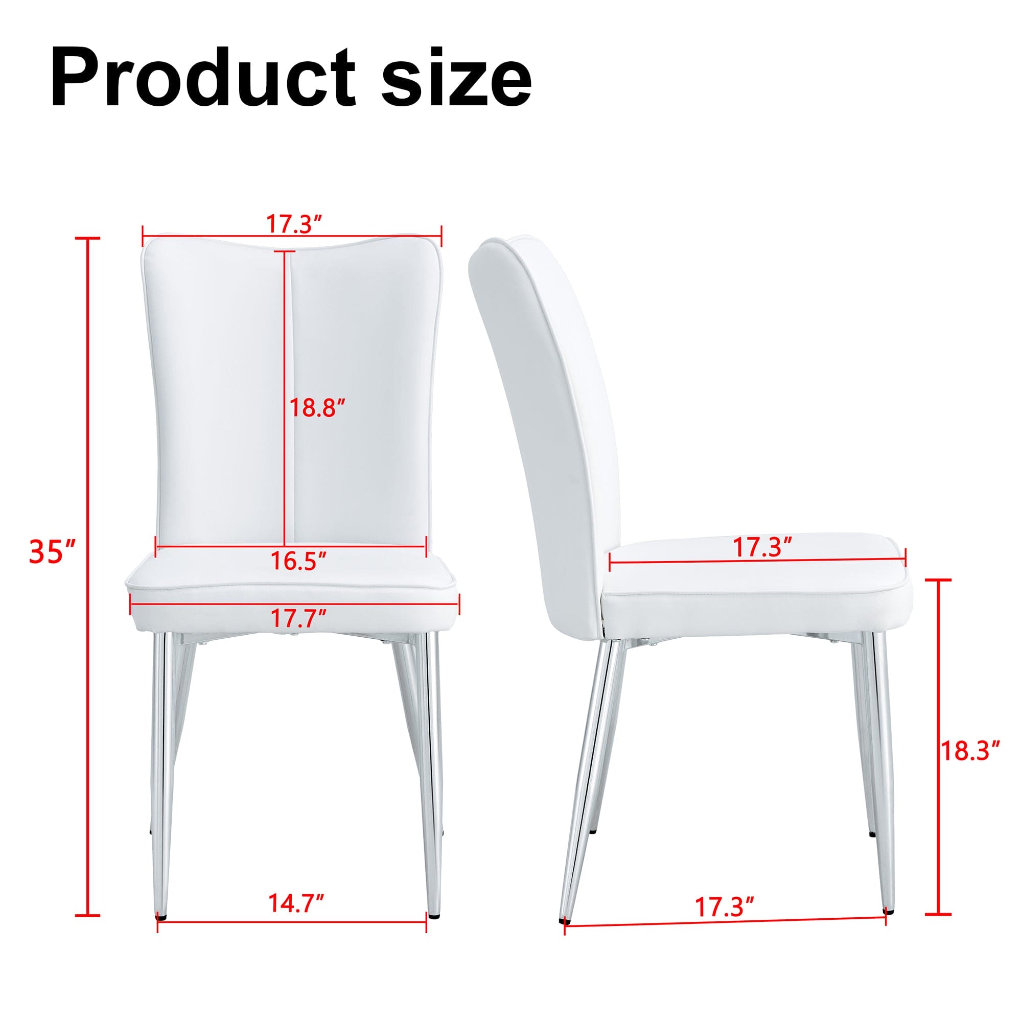 Modern minimalist dining chairs, office chairs. 4-piece set of white PU seats with silver metal legs. Suitable for restaurants, living rooms, and offices. C-008