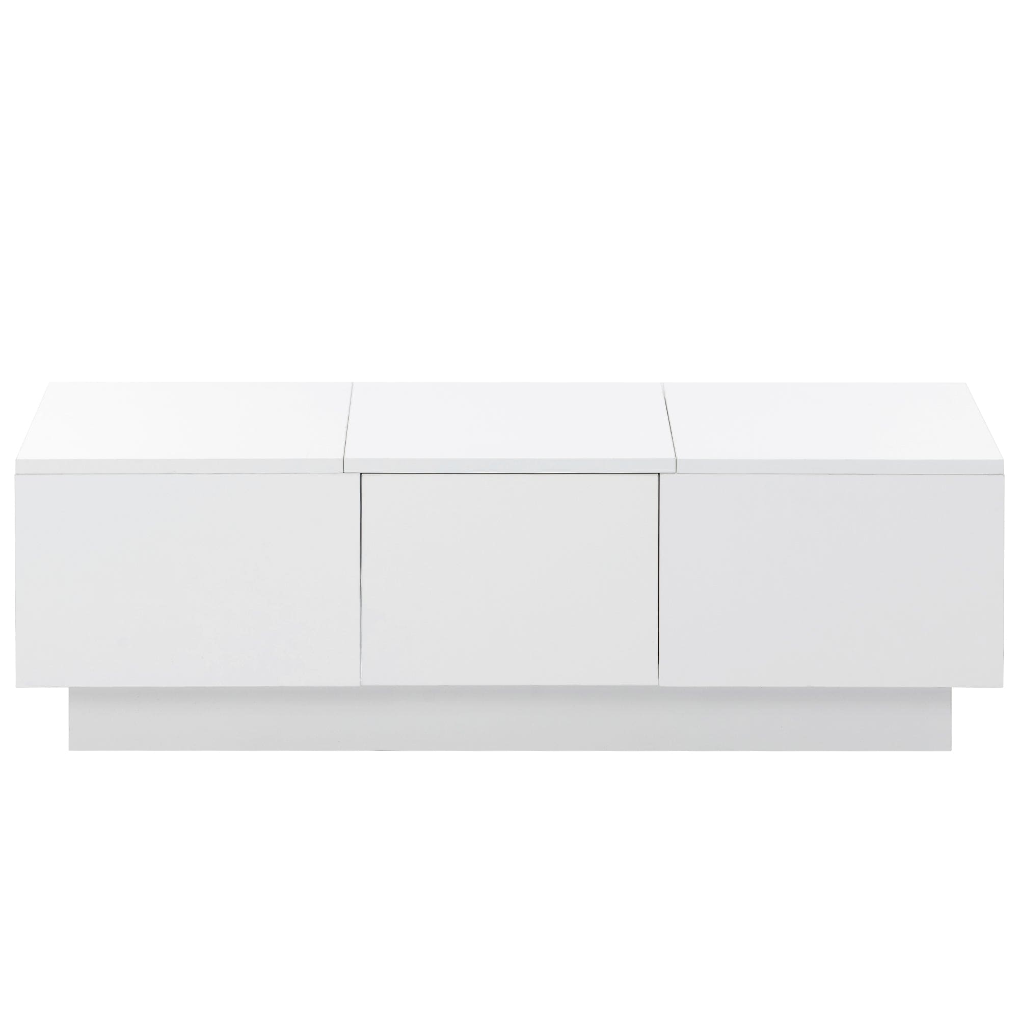 ON-TREND Multifunctional Coffee Table with 2 large Hidden Storage Compartment, Extendable Cocktail Table with 2 Drawers, High-gloss Center Table with Sliding Top for Living Room, 39.3"x21.6", White