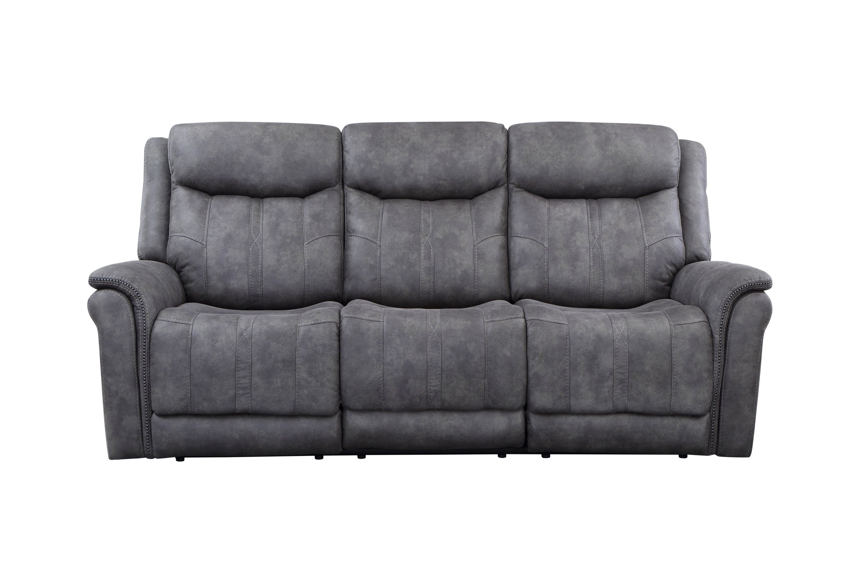 Transitional Power Reclining Sofa - Neutral Faux-Suede, Power Footrest, Power Headrest - Built to Last, USB Charging