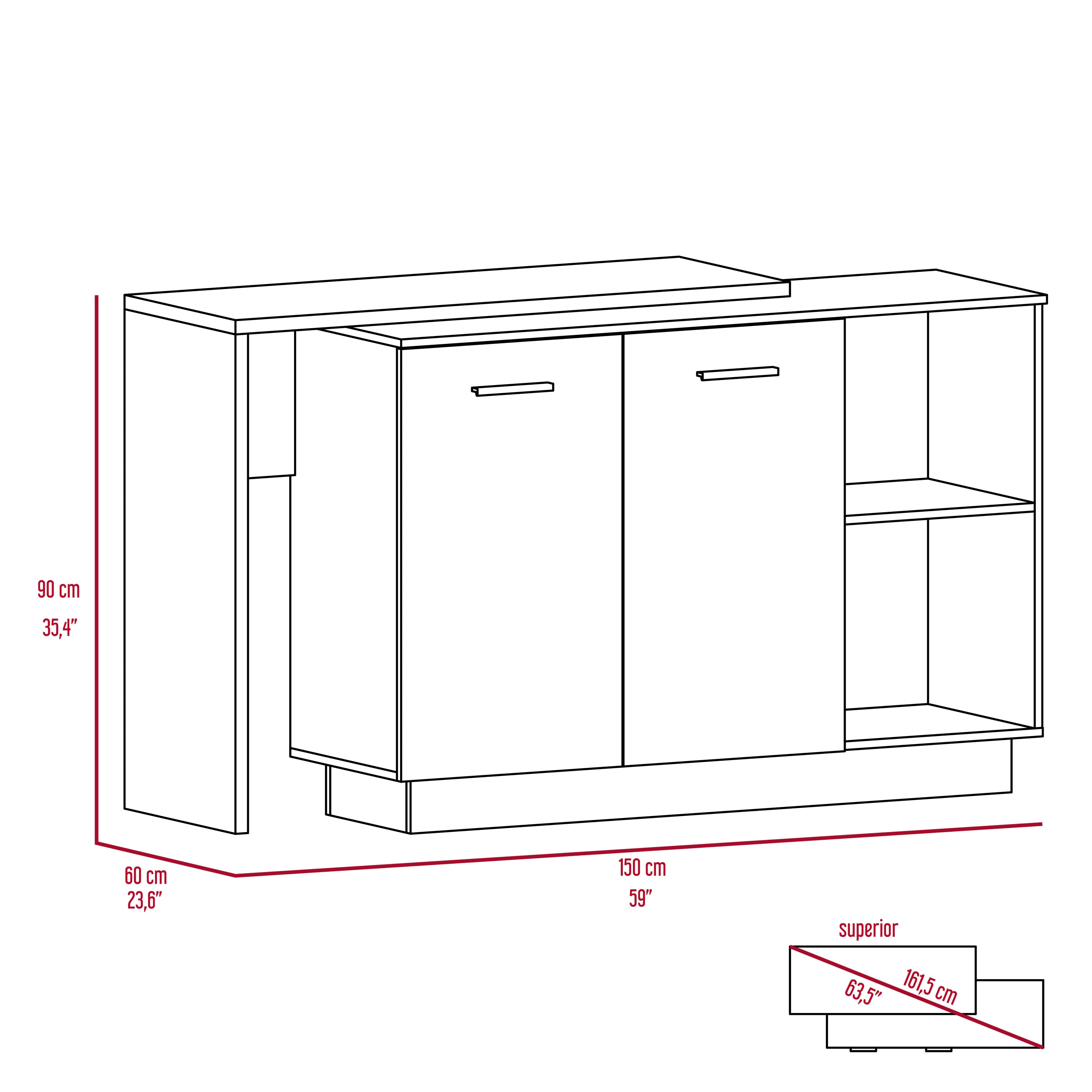 Chesterfield 2-Shelf 1-Drawer 3-Division Kitchen Island White