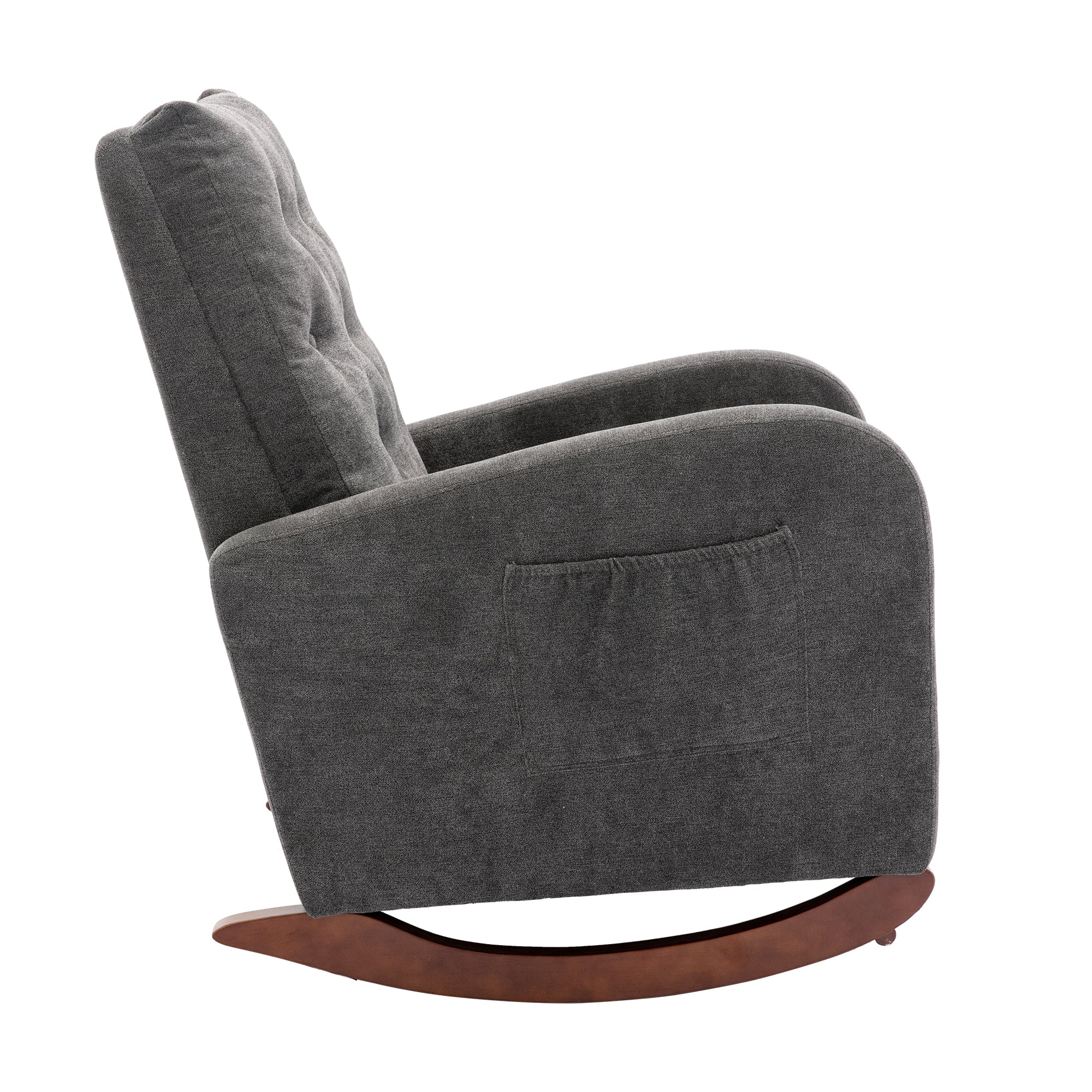 High Back Rocking Chair Nursery Chair .Comfortable Rocker Fabric Padded Seat .Modern High Back Armchair