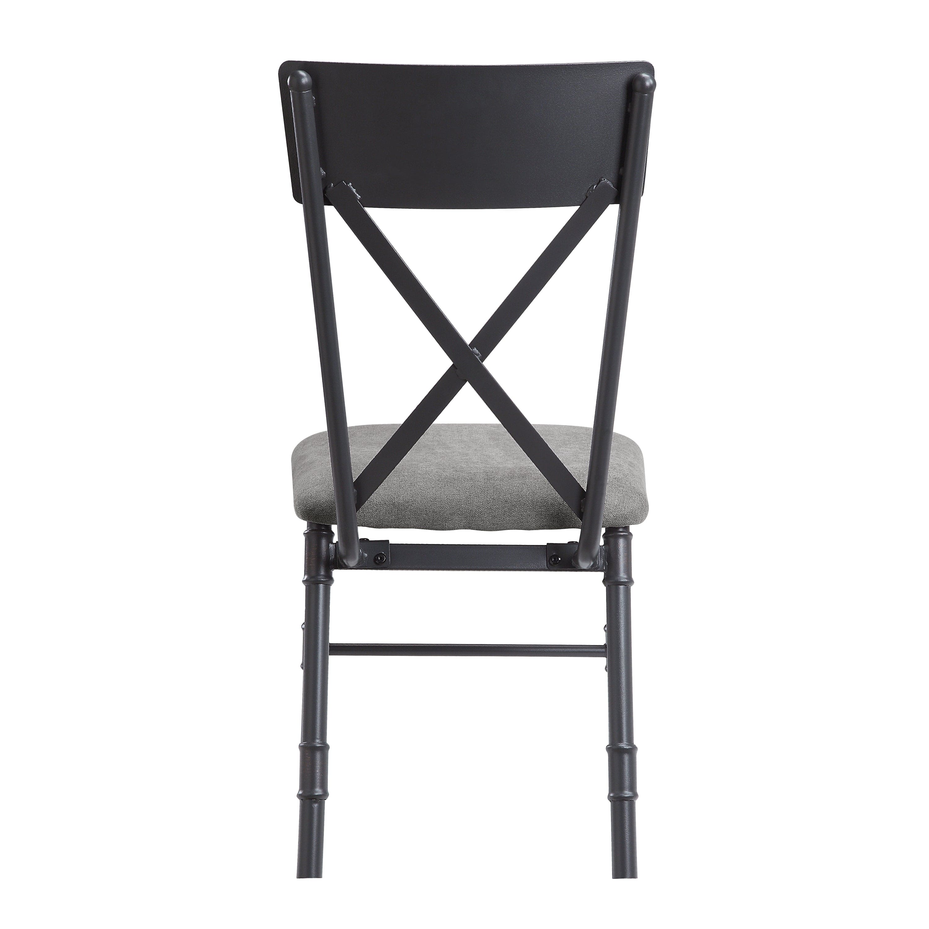 ACME Edina Side Chair (Set-2), Gray Fabric, Oak & Sandy Black Finish DN01058