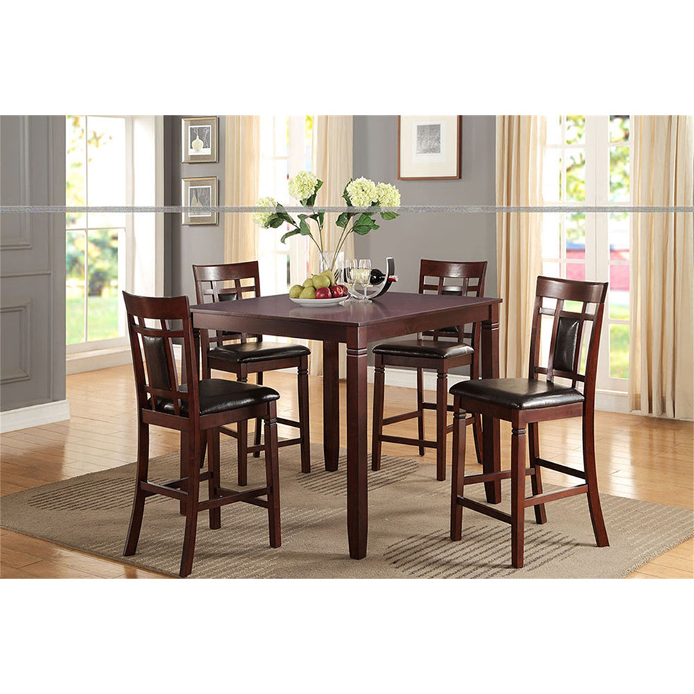 5 Piece Counter Height Dining Set in Dark Brown