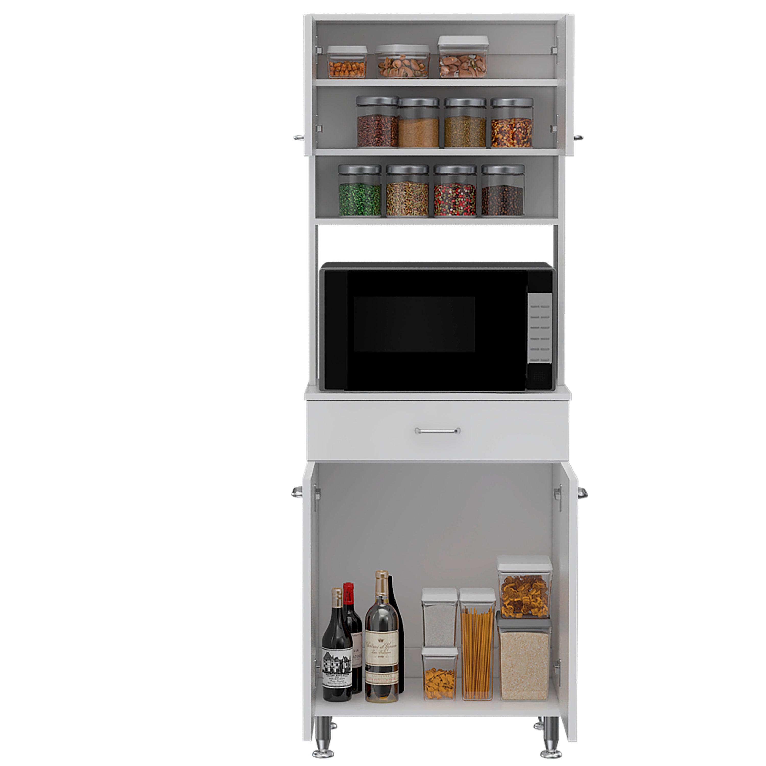 Pantry Piacenza,Two Double Door Cabinet, White Finish