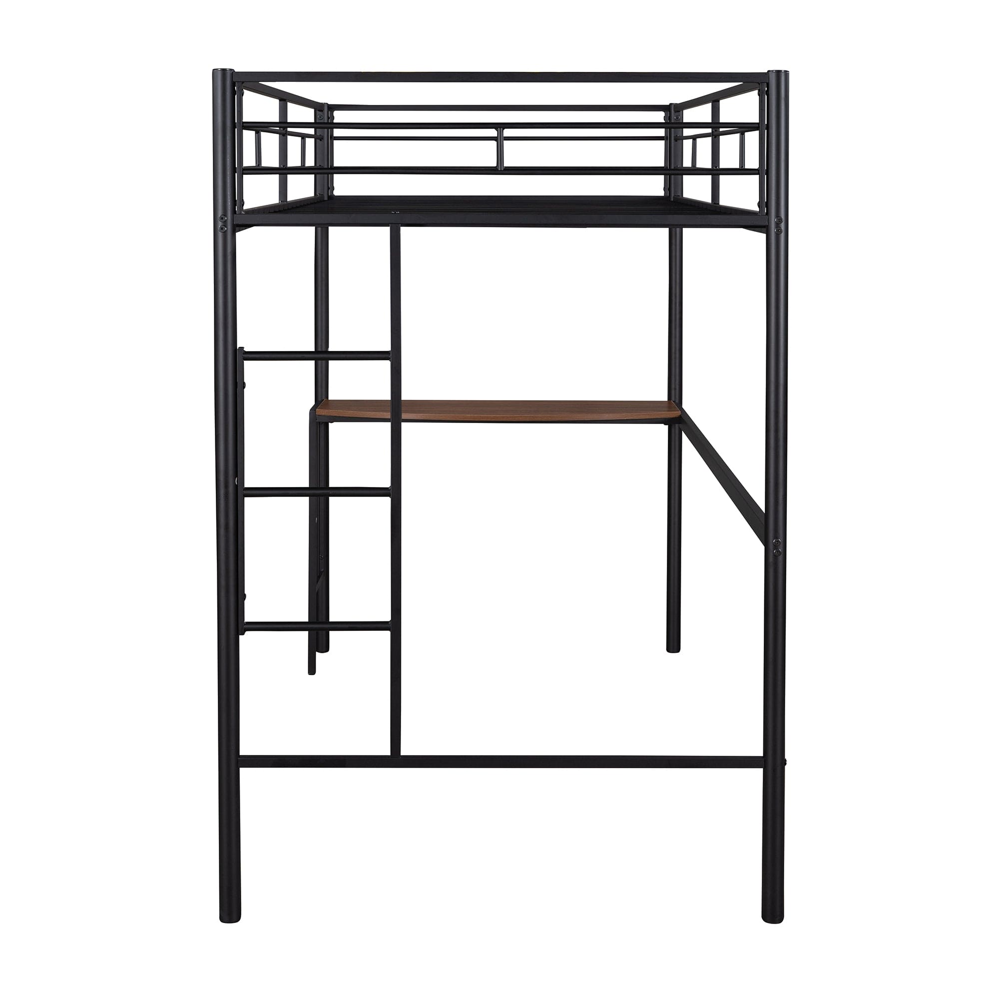 Twin Metal Bunk Bed with Desk, Ladder and Guardrails, Loft Bed for Bedroom, Black(OLD SKU : MF195191AAB)