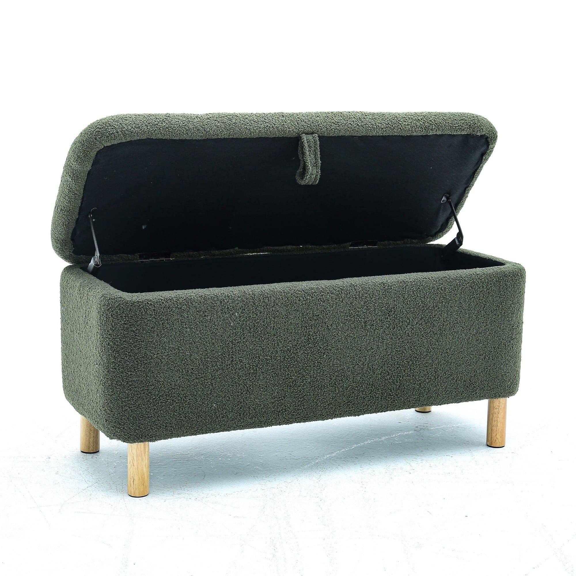 Basics Upholstered Storage Ottoman and Entryway Bench GREEN