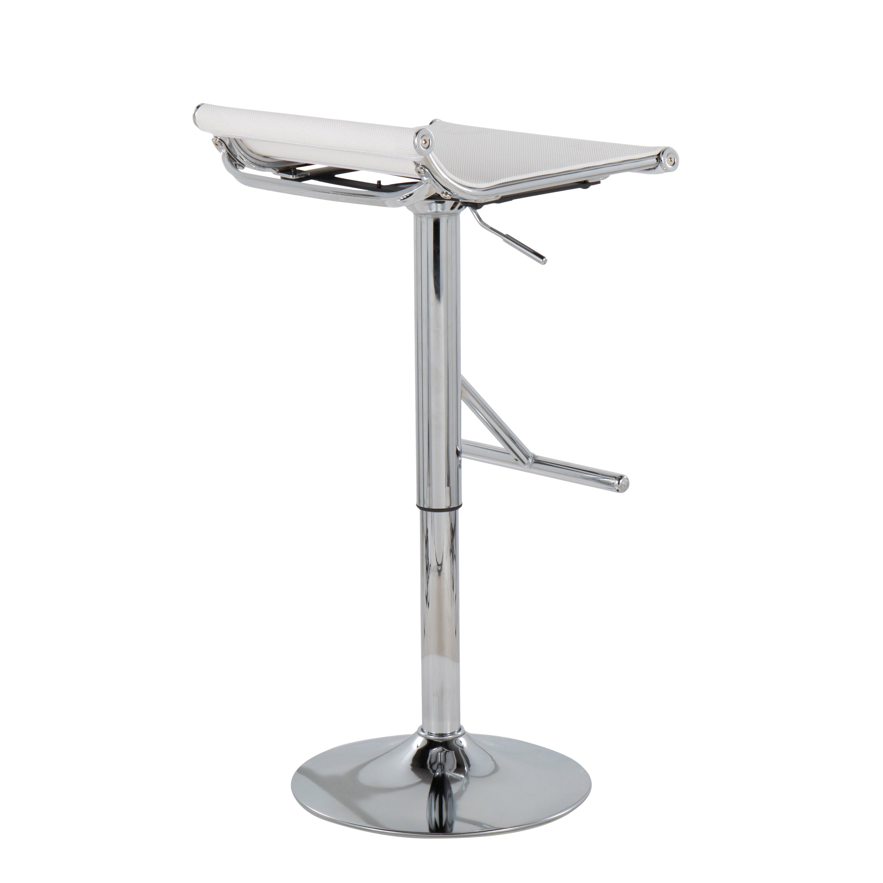 Mirage Ale Contemporary Adjustable Bar Stool in Chrome and White Mesh by LumiSource