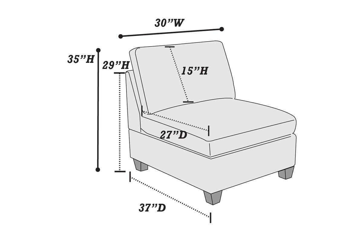 Living Room Furniture Tan Chenille Modular Sectional 8pc Set L-Sectional Modern Couch 2x Corner Wedge 4x Armless Chairs and 2x Ottoman Plywood