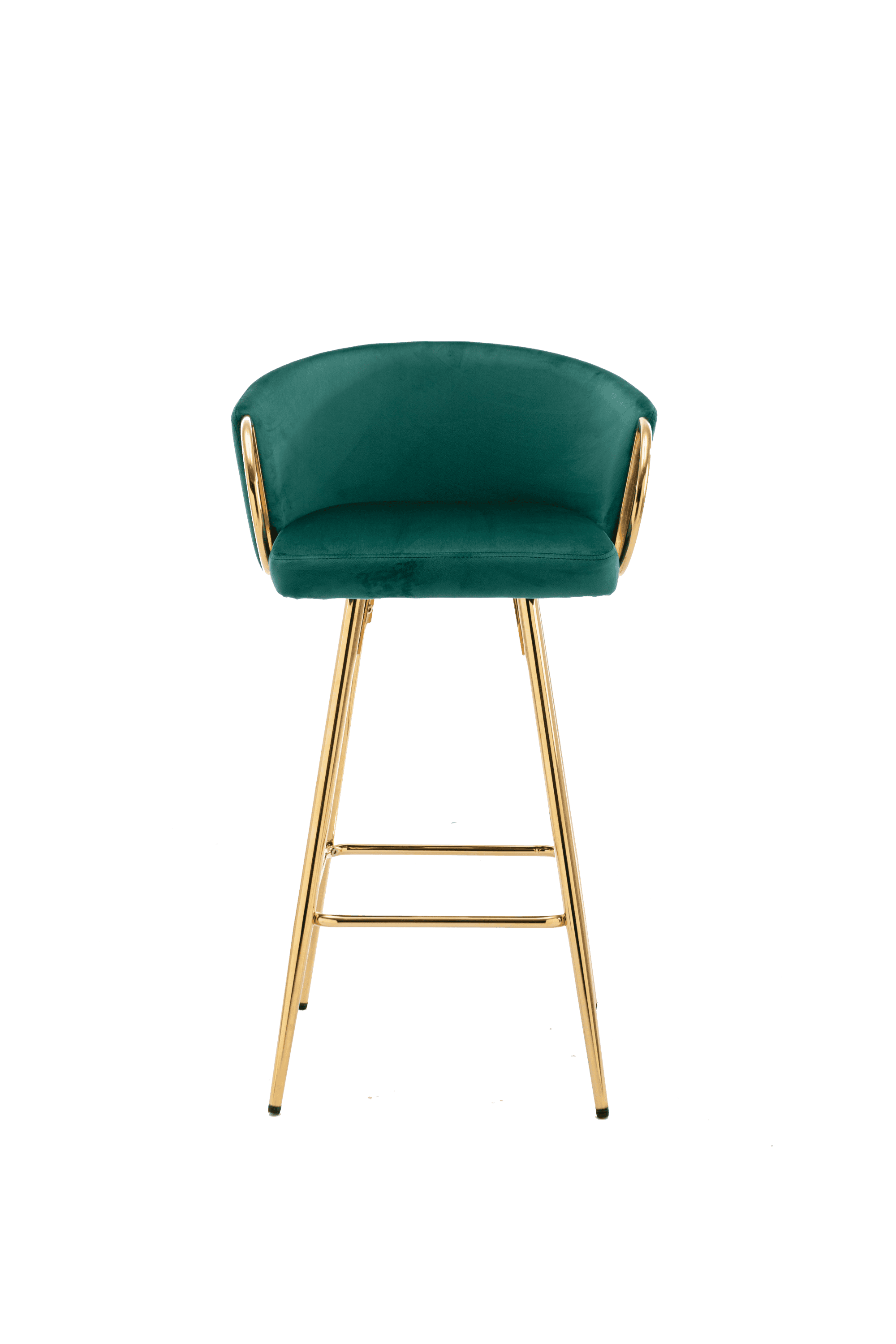 26 Inch Set of 2 Bar Stools,with Chrome Footrest and Base Velvet + Golden Leg Simple Bar Stool,GREEN