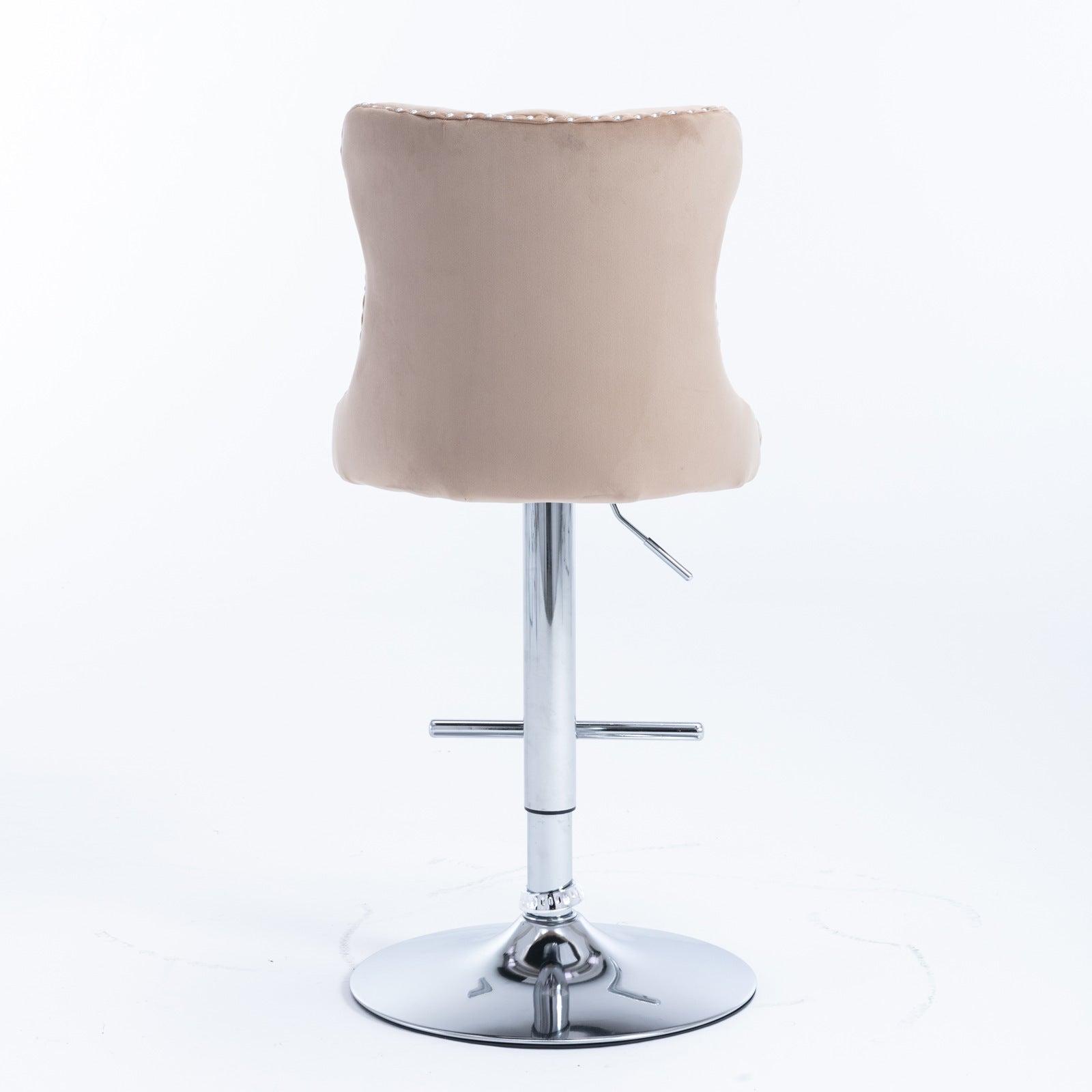 A&A Furniture,Swivel Velvet Barstools Khaki,Set of 2