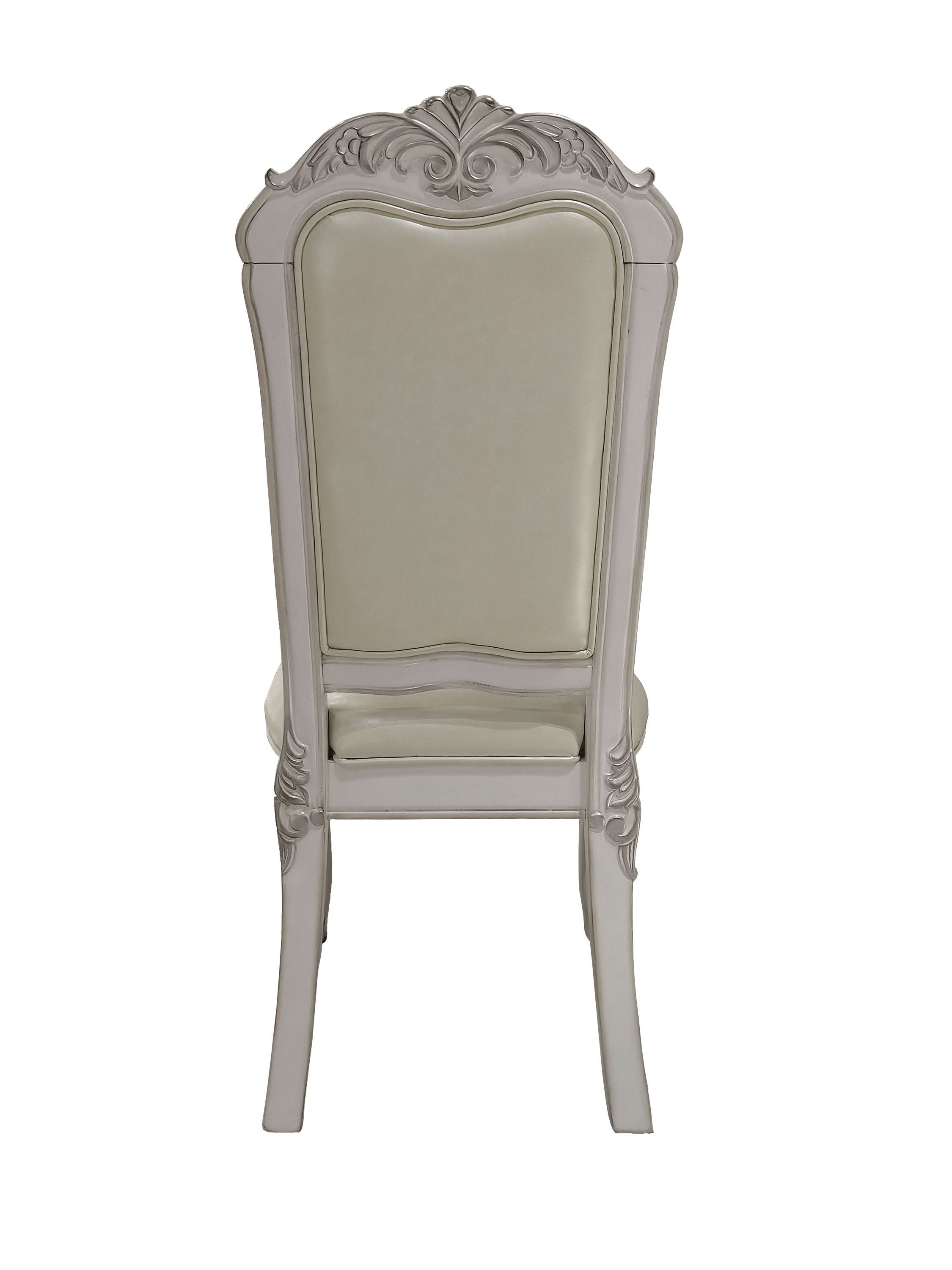 ACME Dresden  Side Chair (Set-2) in PU & Bone White Finish DN01696