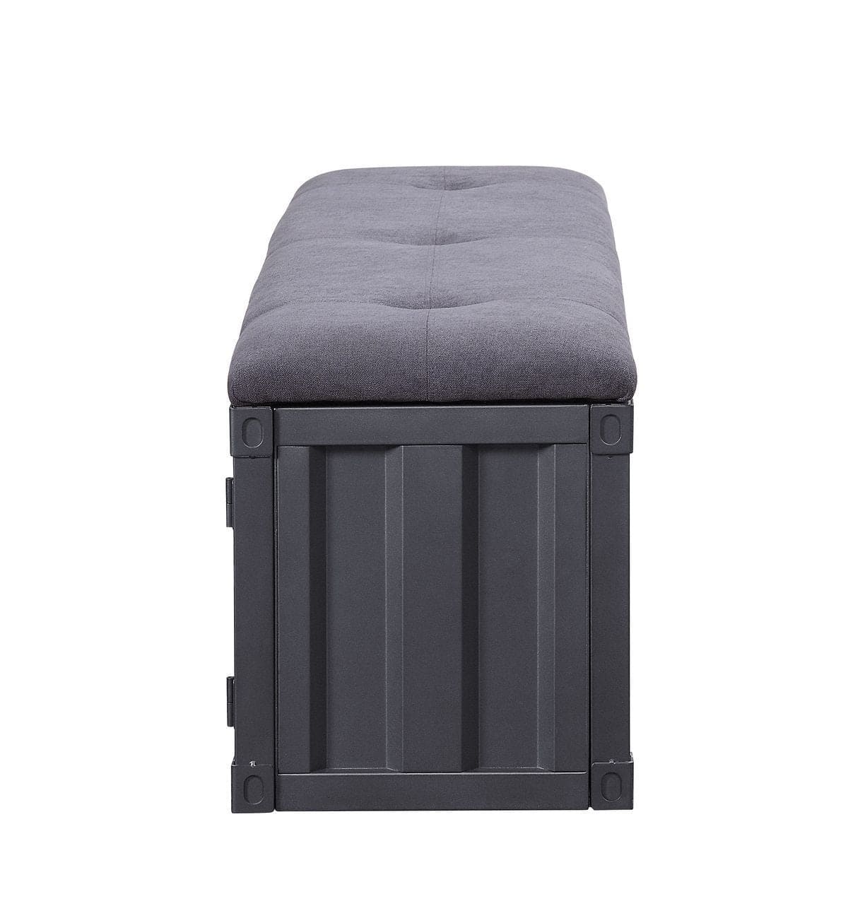 ACME Cargo Bench (Storage), Gray Fabric & Gunmetal 35927