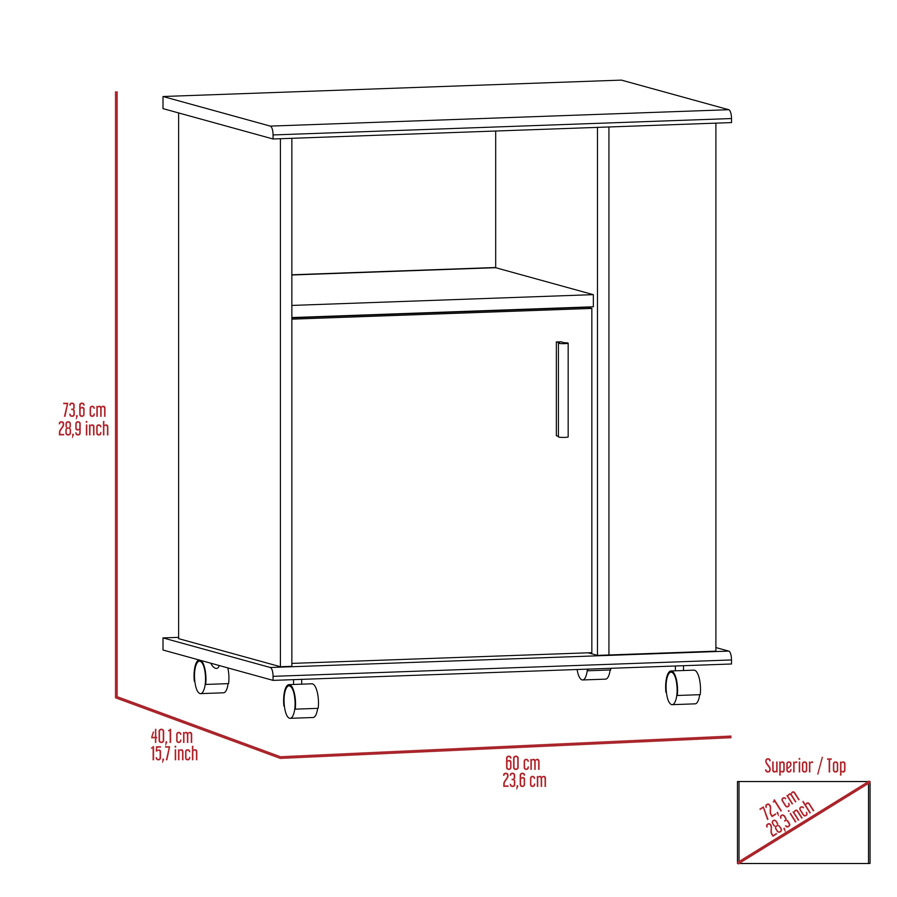 Kit Lower Microwave Cabinet, Single Door, Three Side Shelve -White