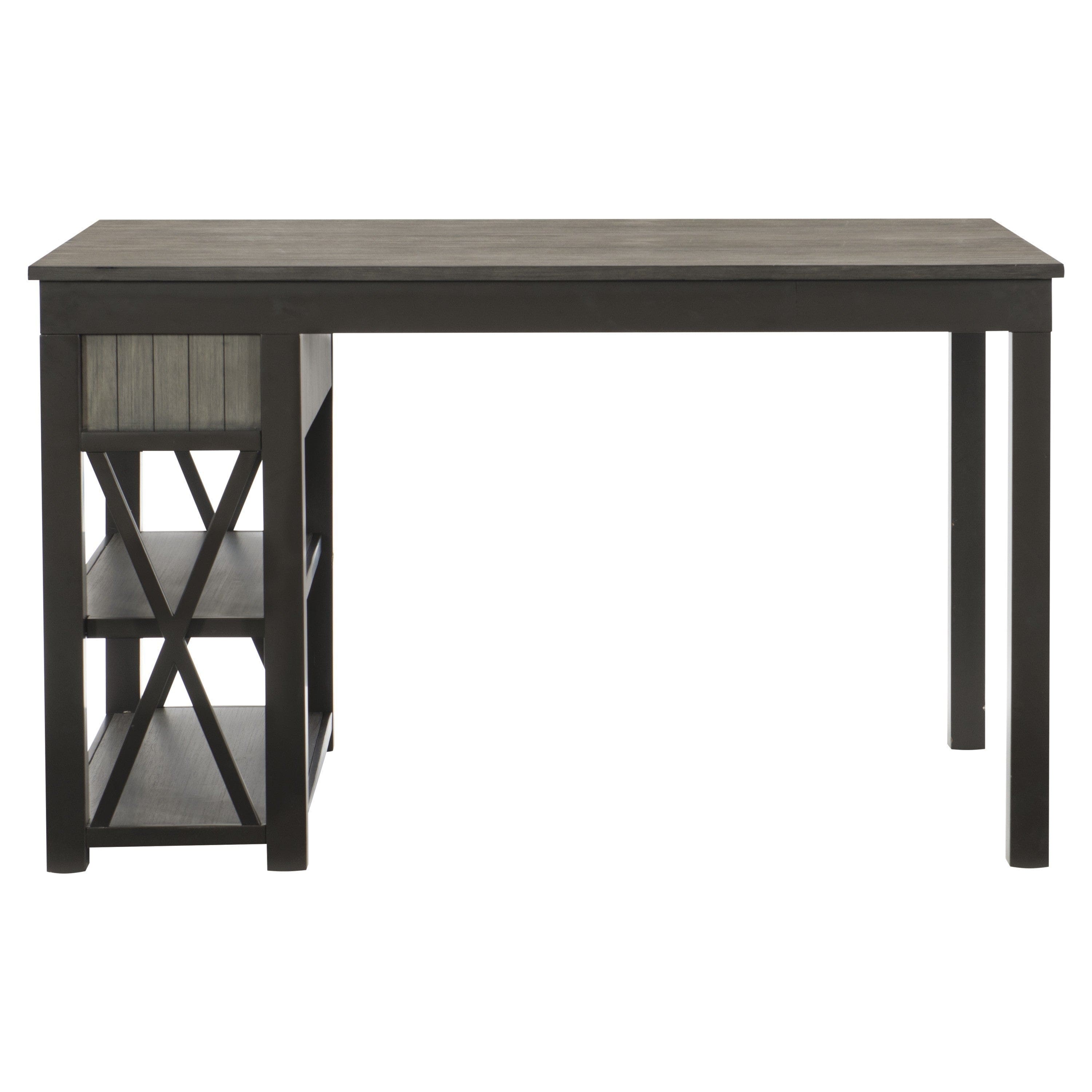 1pc Counter Height Table with Storage Drawers Display Shelf's Gray Gunmetal Finish Casual Style Dining Furniture