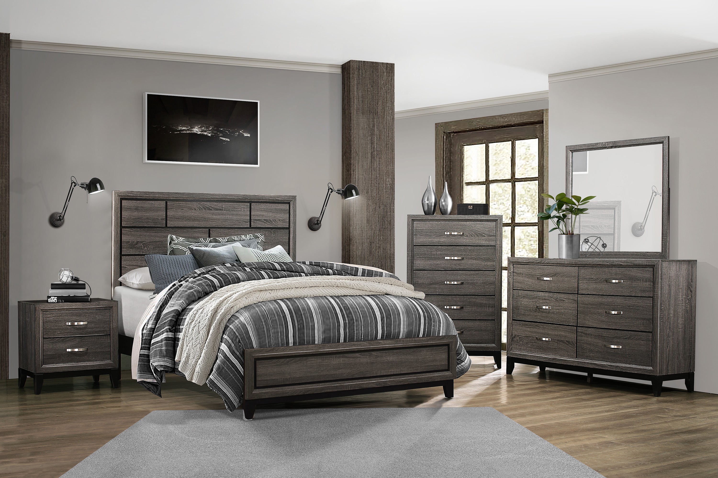 Contemporary Styling Gray Finish 1pc Nightstand Dovetail Drawers Unique Bedroom Furniture