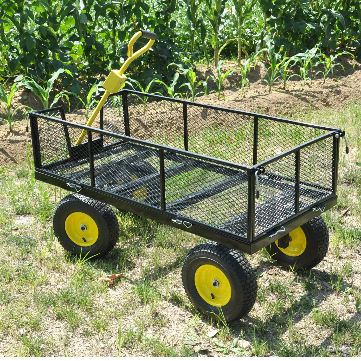 BIG  Wagon Cart Garden cart trucks make it easier to transport firewood Yellow+Black Maximum static load is 880 lbs.