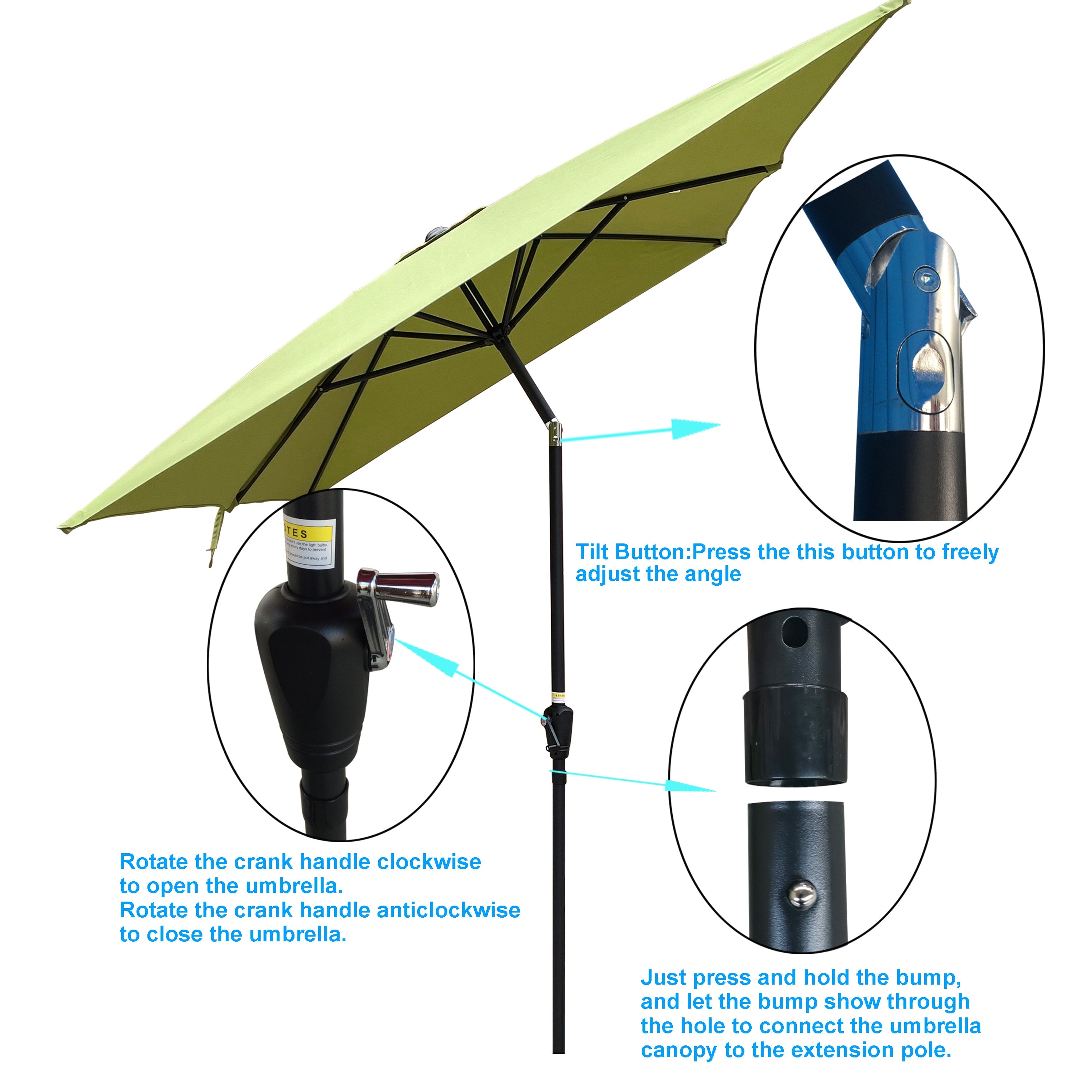 6 x 9ft  Patio Umbrella Outdoor  Waterproof Umbrella with Crank and Push Button Tilt without flap for Garden Backyard Pool  Swimming Pool Market