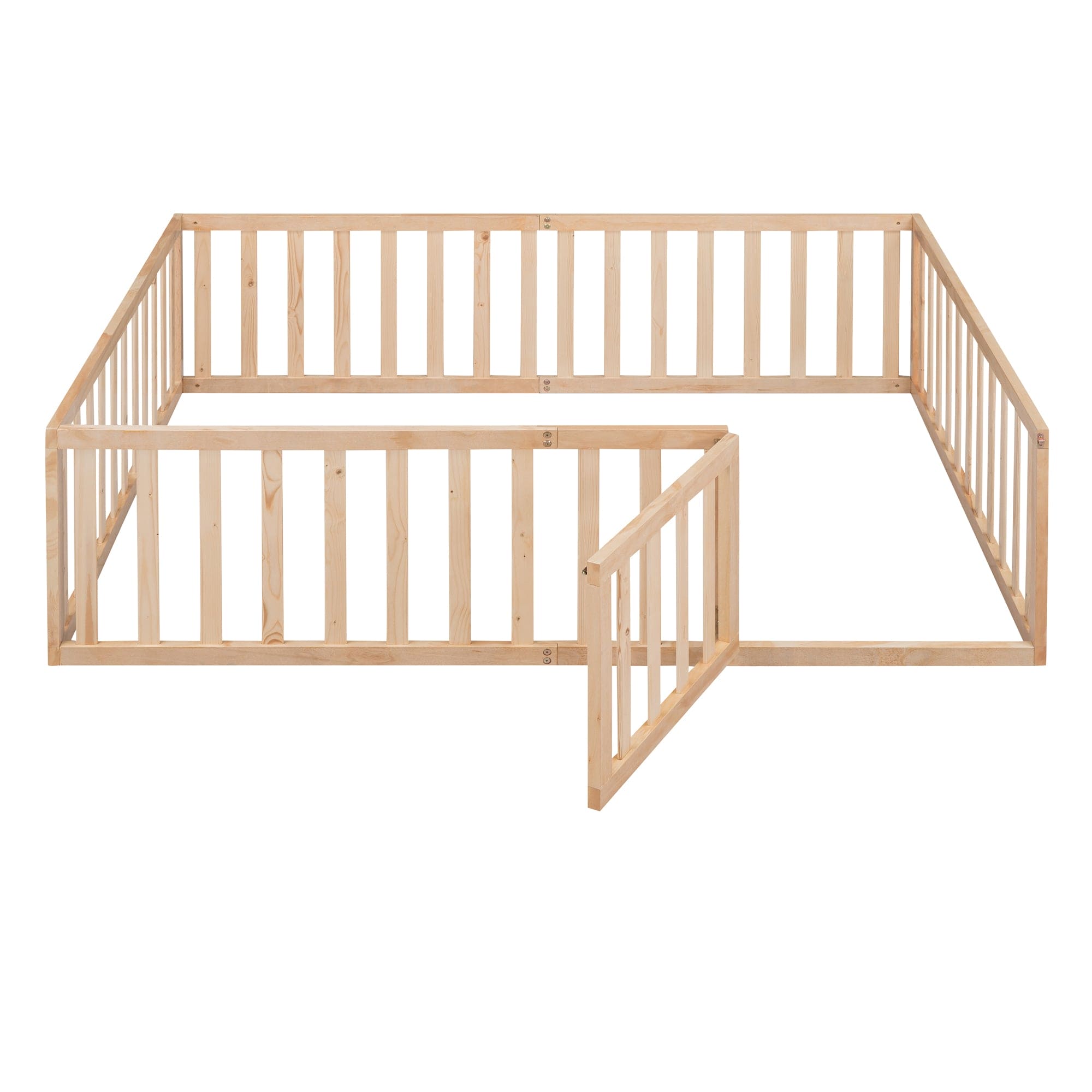 Full Size Wood Daybed Frame with Fence, Natural(OLD SKU:WF289662AAM)