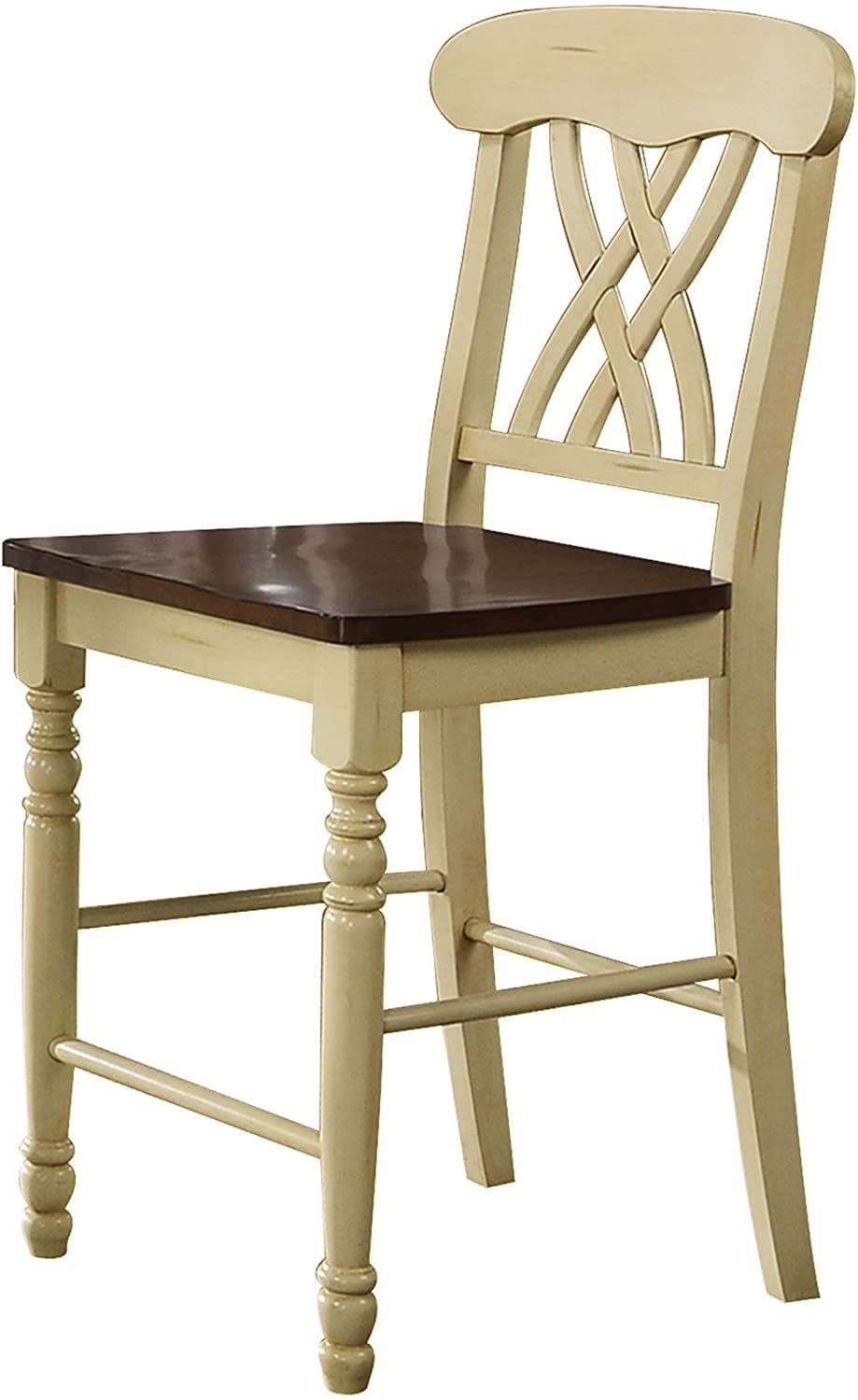 ACME Dylan Counter Height Chair (Set-2) in Buttermilk & Oak 70432