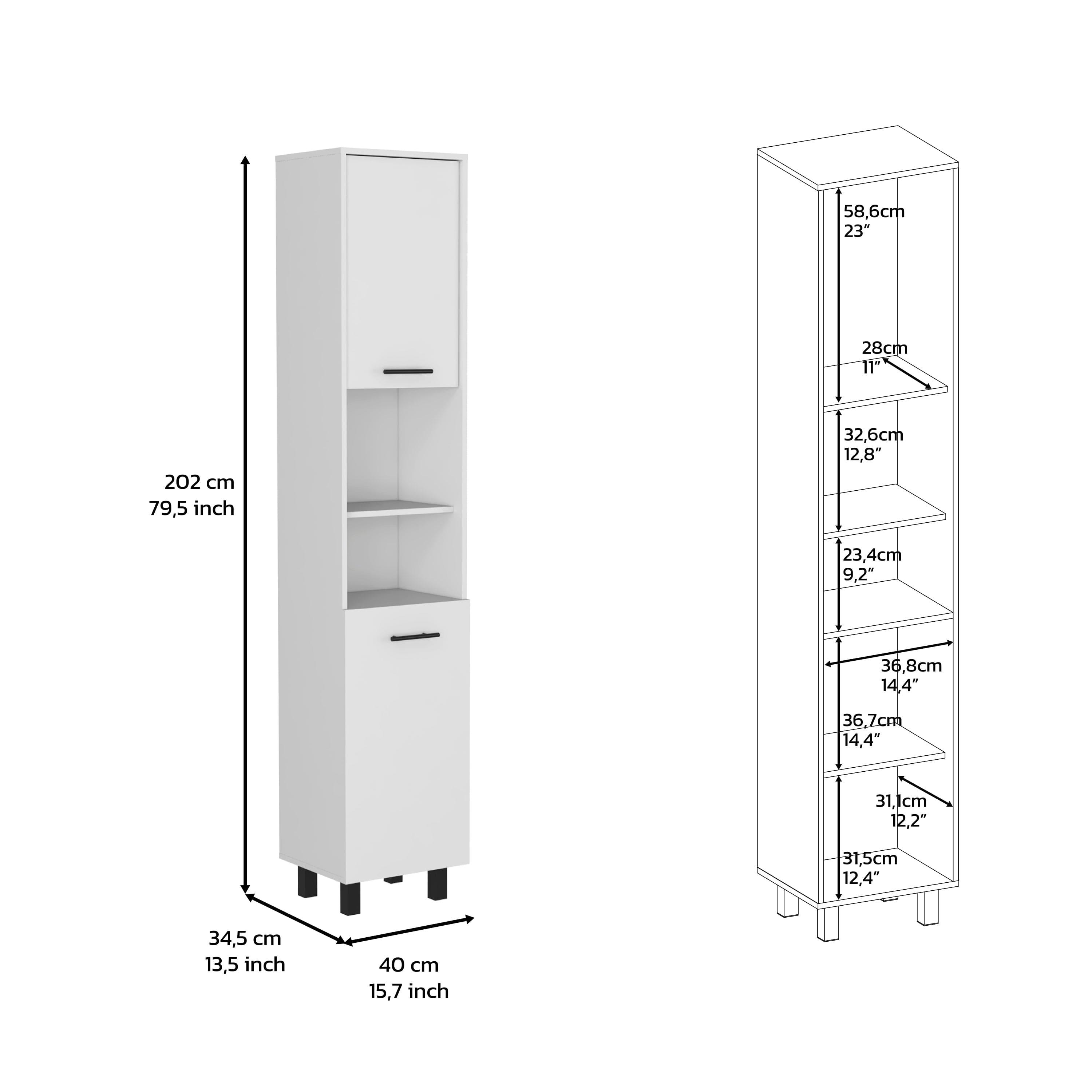 Pantry Cabinet Almada, Three Interior Shelves, White Finish