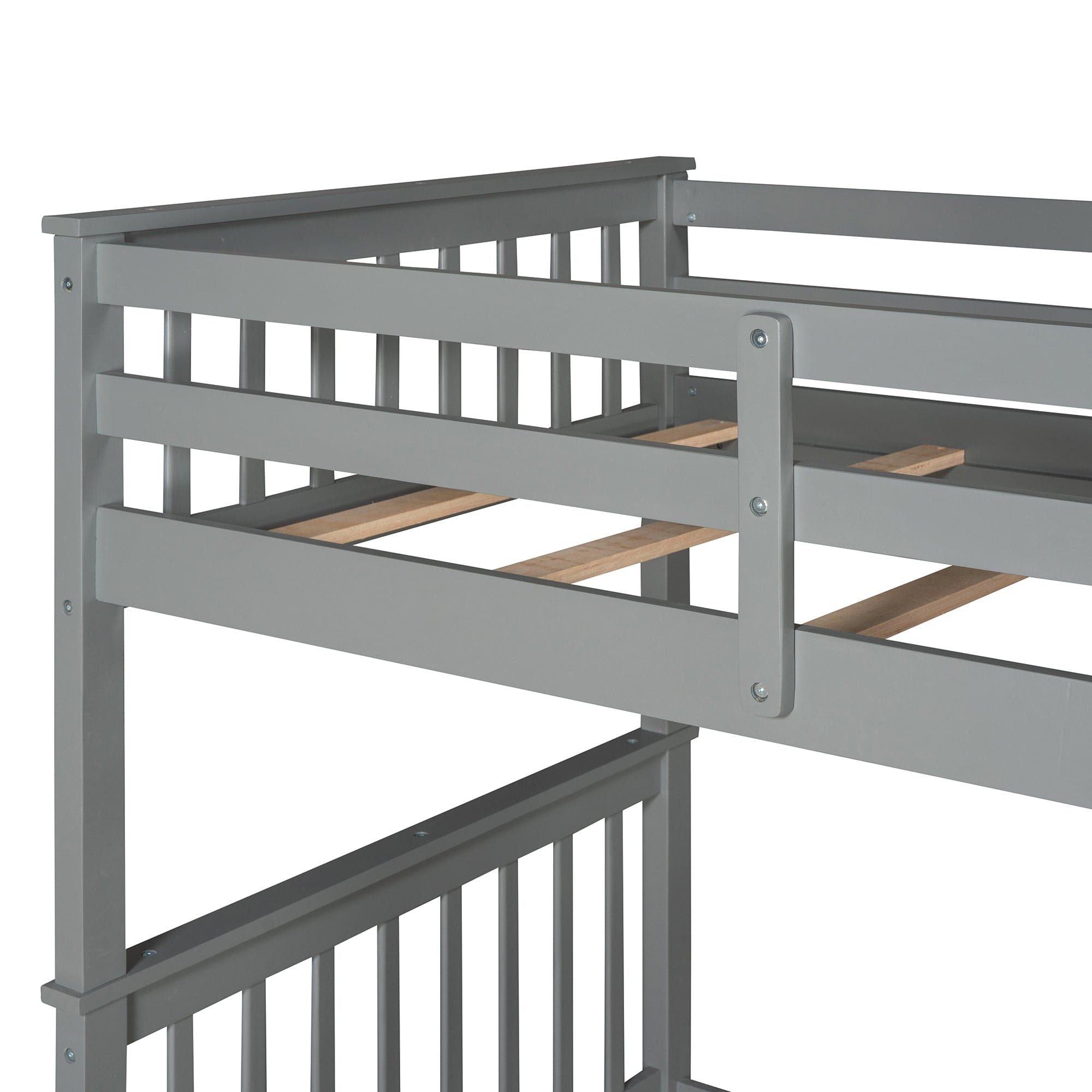 Twin-Over-Twin Bunk Bed with Ladders and Two Storage Drawers (Gray)(LT000265AAE)