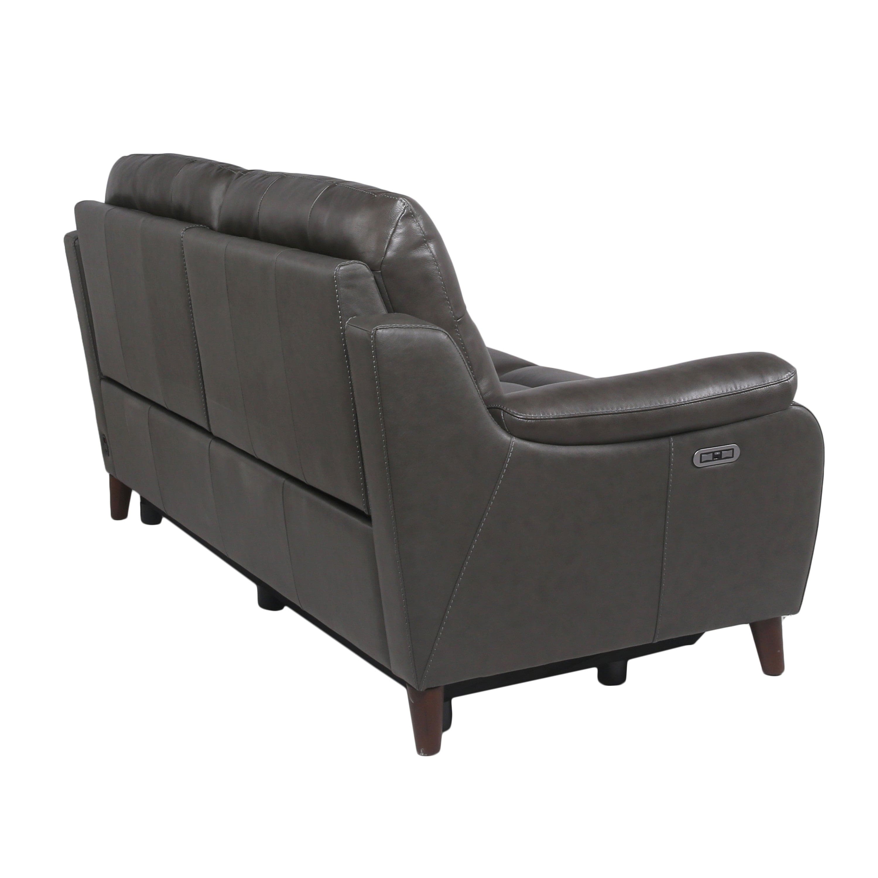 Luxurious Top Grain Leather Reclining Sofa - Power Footrest, Power Headrest - High Leg Design, Stylish and Comfortable