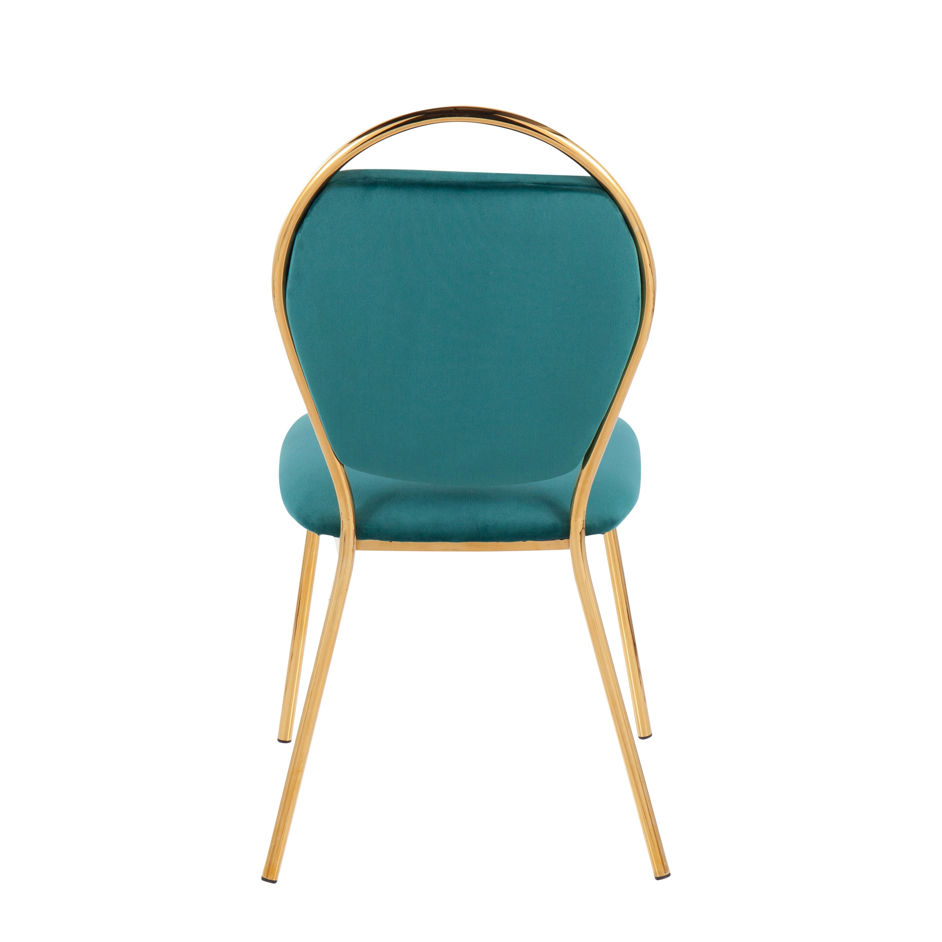 Keyhole Contemporay/Glam Dining Chair in Gold Metal and Green Velvet by LumiSource - Set of 2