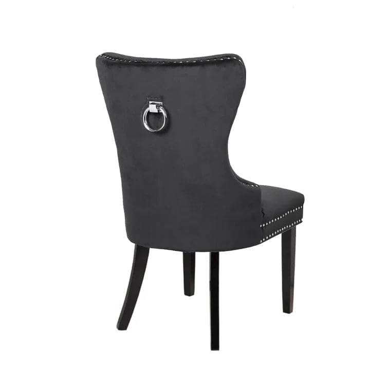 Erica 2 Piece Wood Legs Dinning Chair Finish with Velvet Fabric in Black