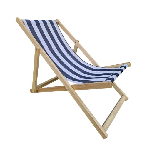 populus wood sling chair blue Stripe Broad blue Stripe (color: Dark blue) folding chaise lounge chair