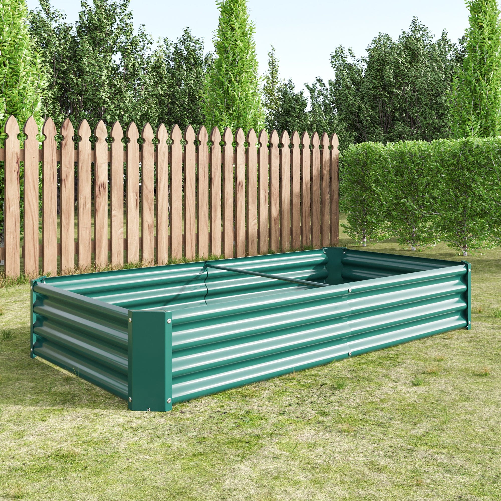 Raised Garden Bed Outdoor, 6×3×1ft , Metal Raised  Rectangle Planter Beds for Plants, Vegetables, and Flowers - Green