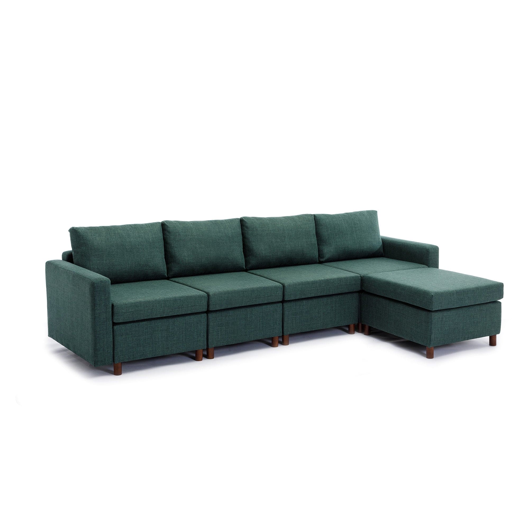 4 Seat Module Sectional Sofa Couch With 1 Ottoman for living room,Seat Cushion and Back Cushion Non-Removable and Non-Washable,Green