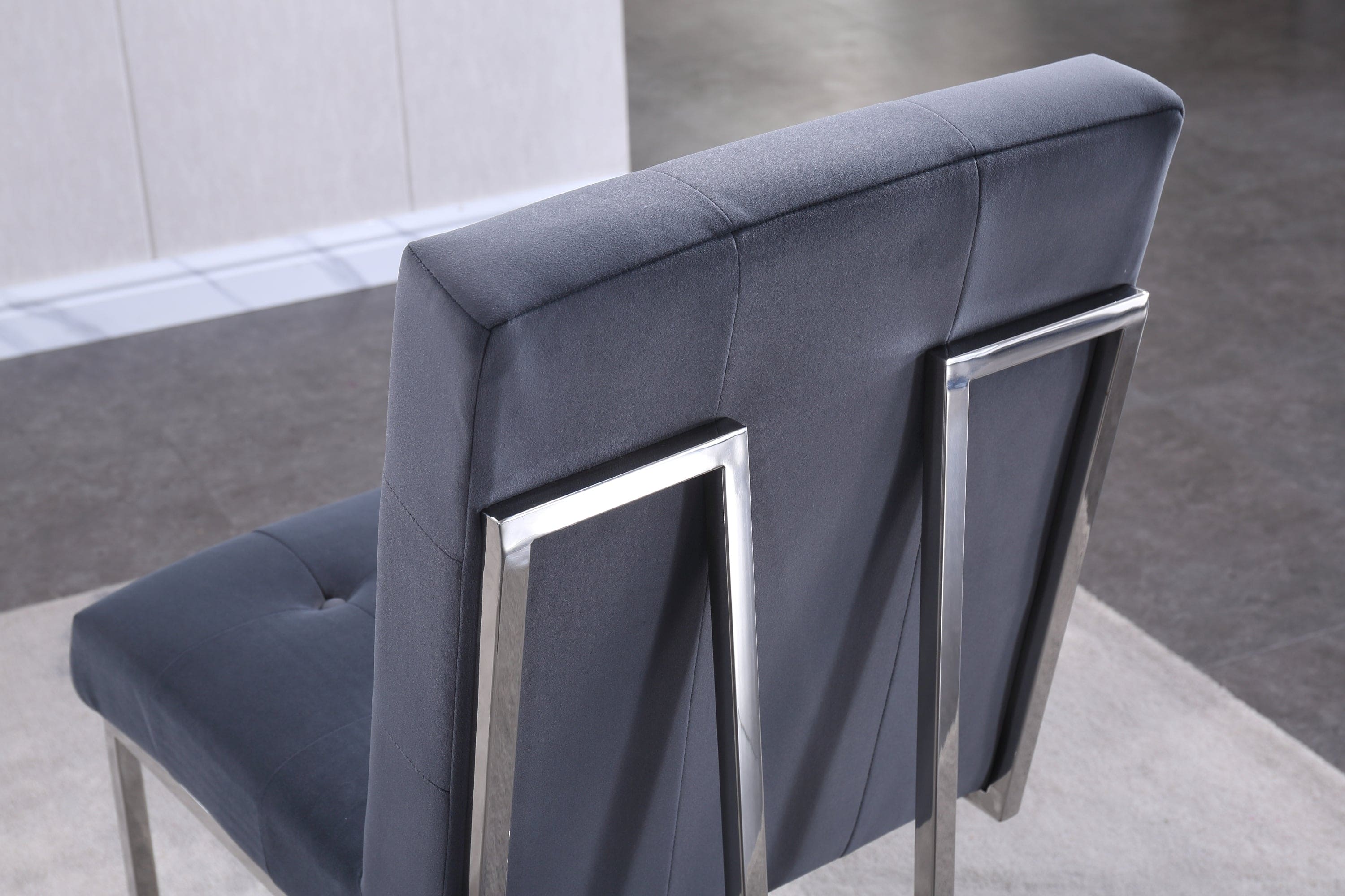 Modern Velvet Dining Chair Set of 2, Tufted Design and Silver Finish Stainless Base