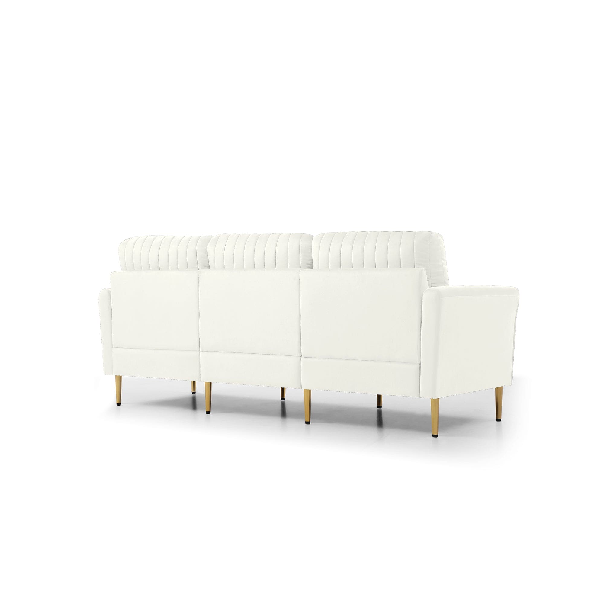 Modern Upholstered Sofa 3 Seater Couches and 2 Set of 2 Seater Couchses for Living Room Sectional Sofas w/throw Pillows and Gold Metal Legs, Cream Velvet