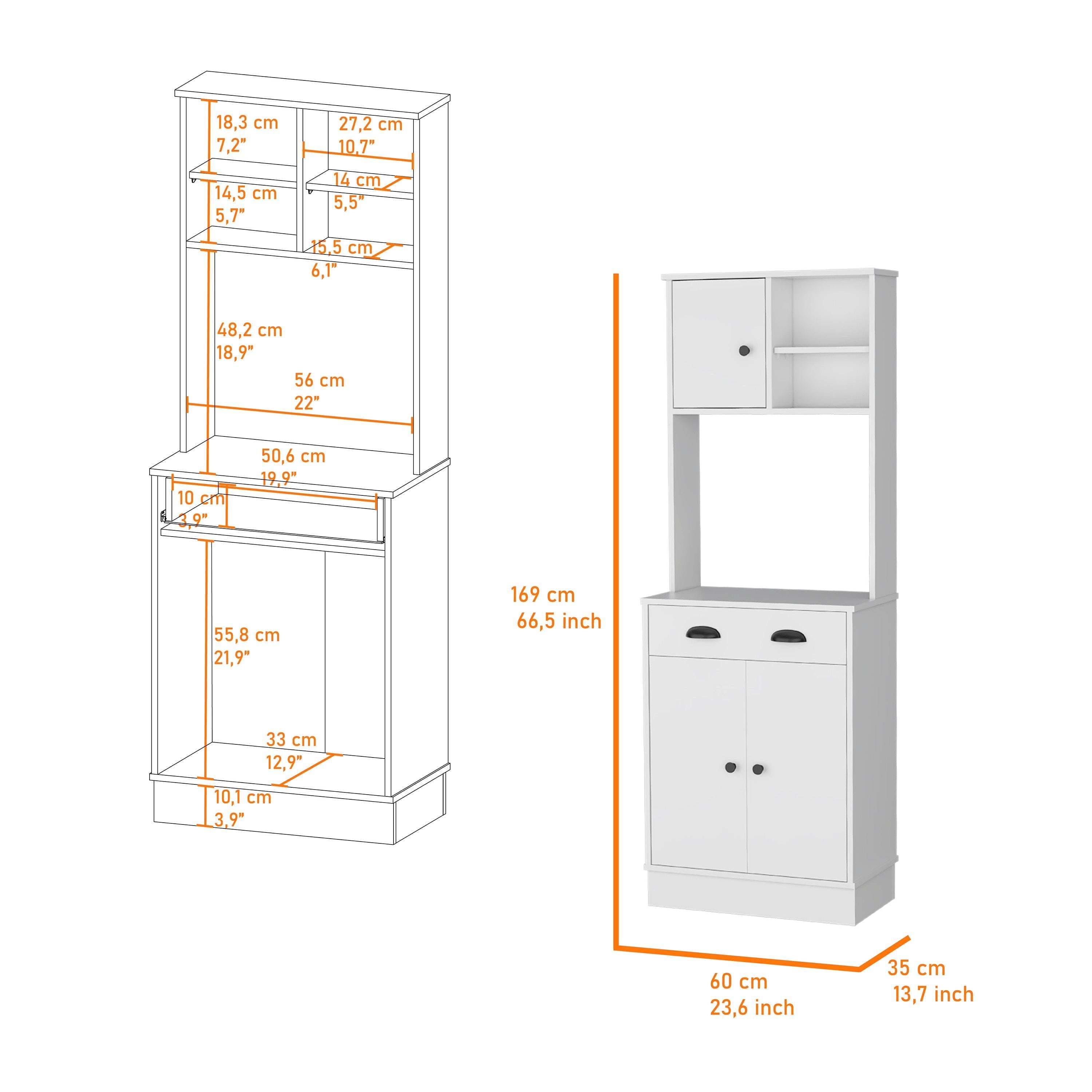 Palmer 2-Door Cabinet Microwave Kitchen Pantry in White