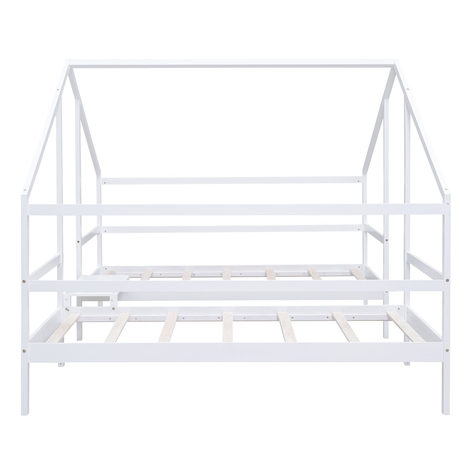 Double Twin Size Triangular House Beds with Built-in Table,White(Old SKU:WF286895AAK)