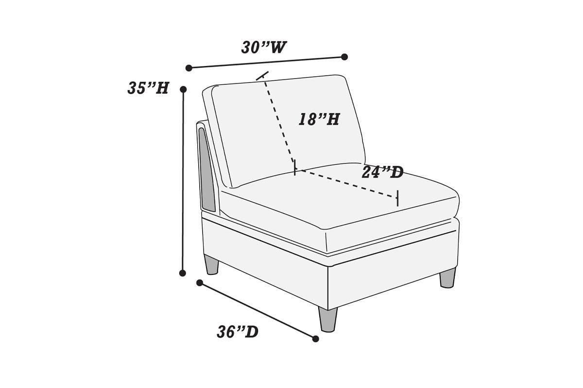 Contemporary Living Room Furniture 6pc Modular Sectional Set Steel Dorris Fabric Couch 2x Wedges 2x Armless Chair And 2x Ottomans