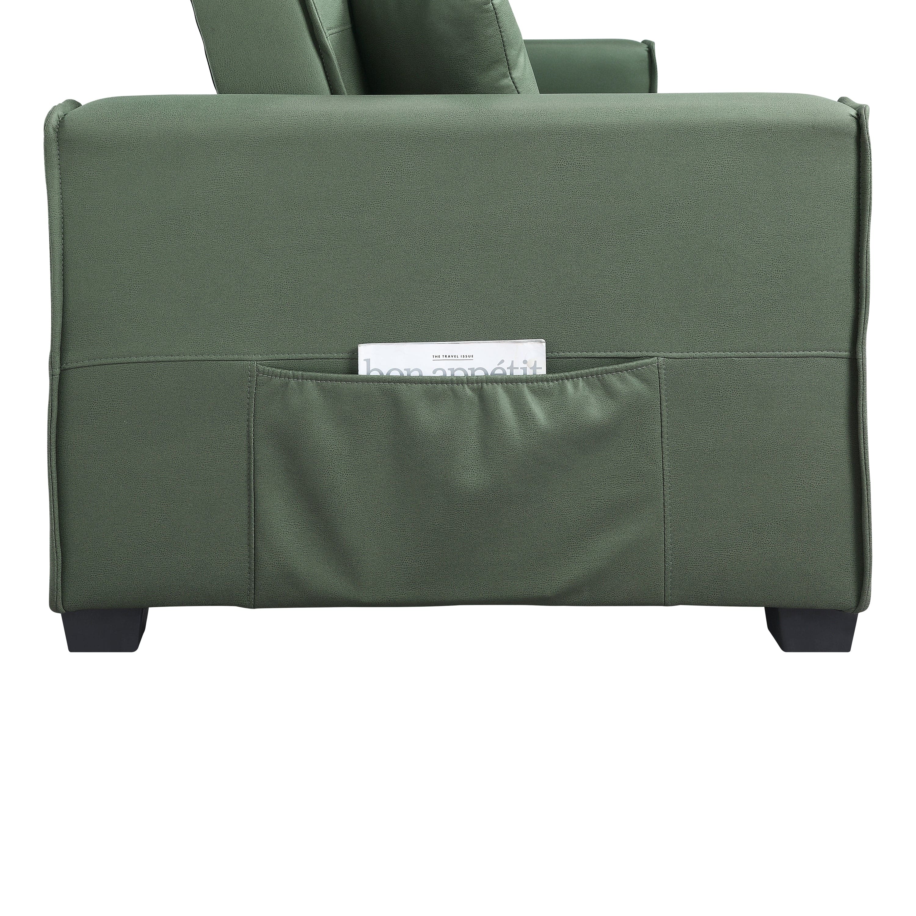 ACME Octavio Adjustable Sofa w/2 Pillows, Green Fabric  LV00824