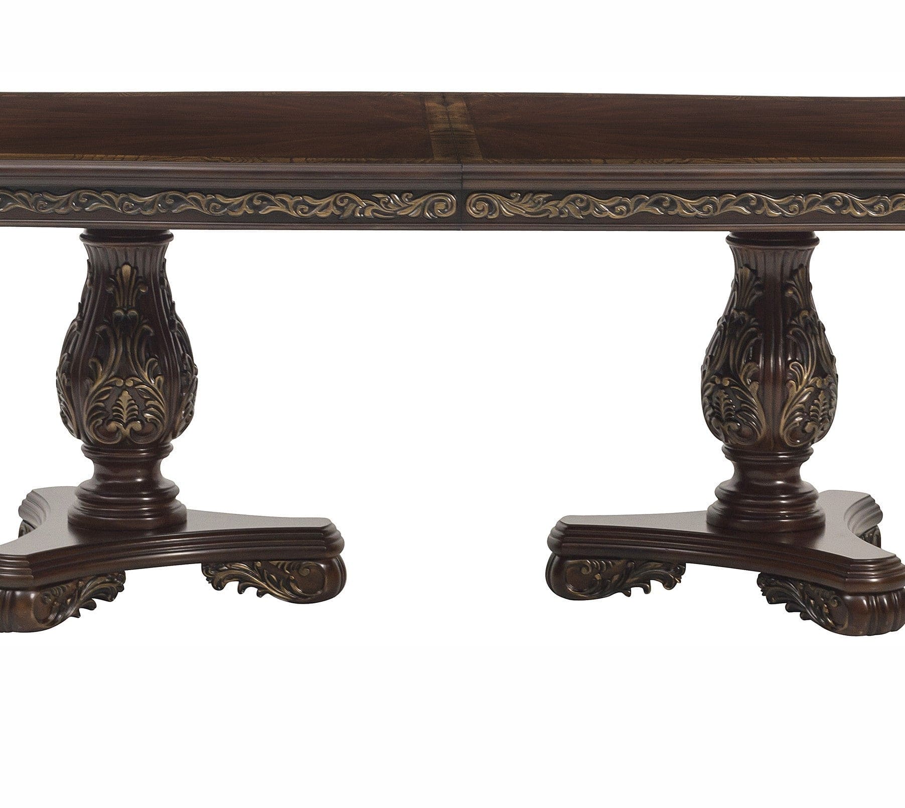 Beautiful Traditional Design 1pc Rectangular Dining Table with 2x Extension Leaf Cherry Finish with Gold Tipping