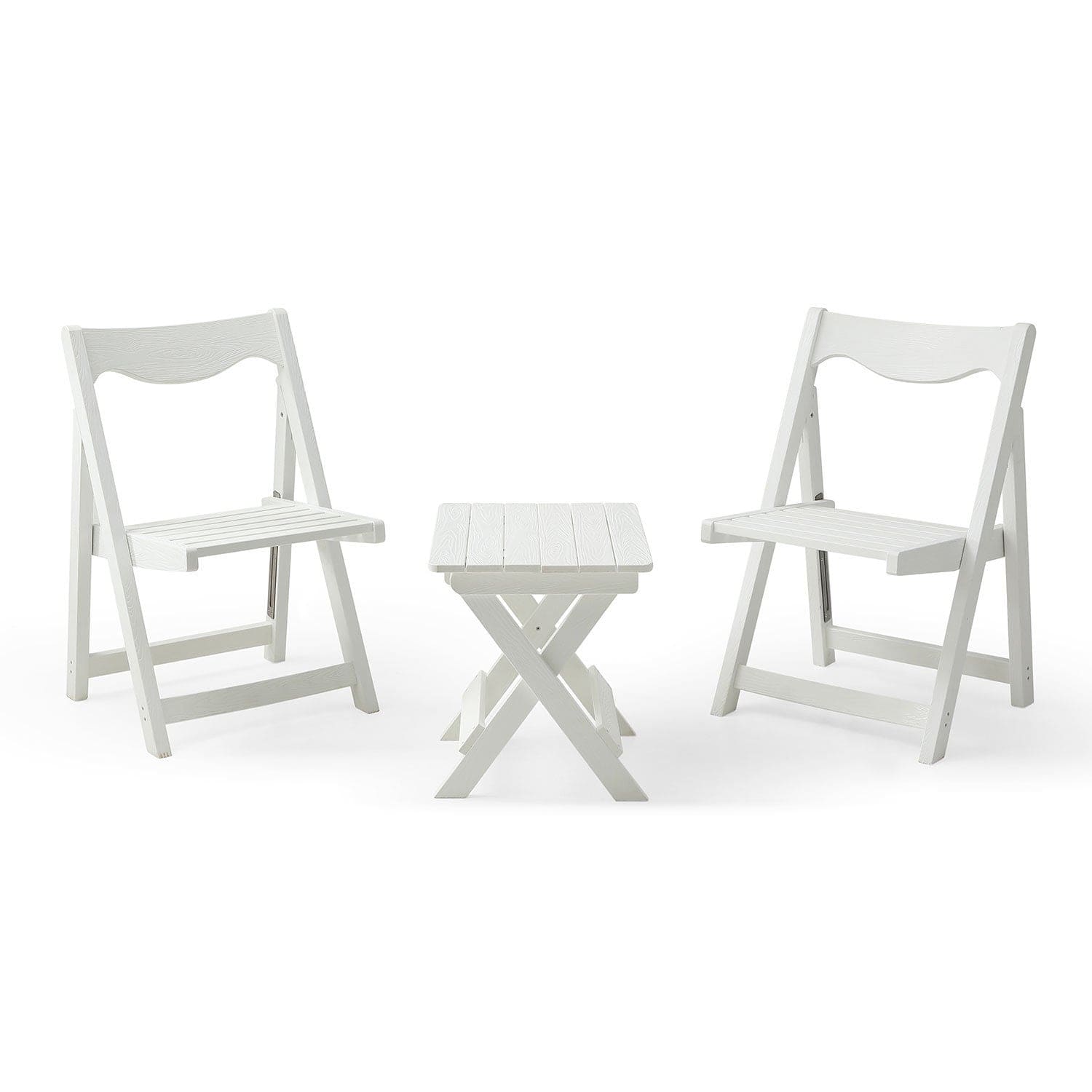 HIPS Foldable Small Table and Chair Set with 2 Chairs and Rectangular Table  White