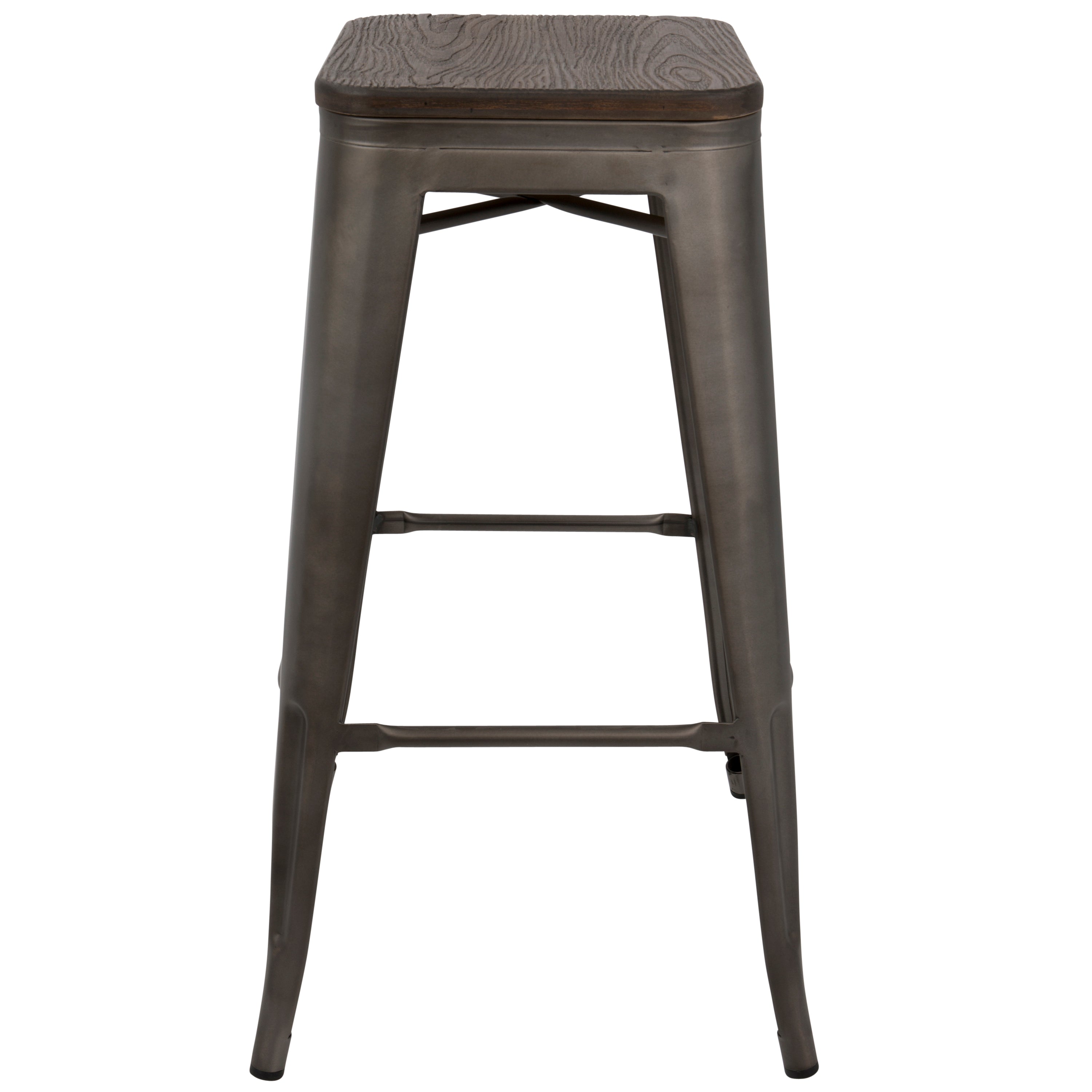 Oregon Industrial Stackable Barstool in Antique and Espresso by LumiSource - Set of 2