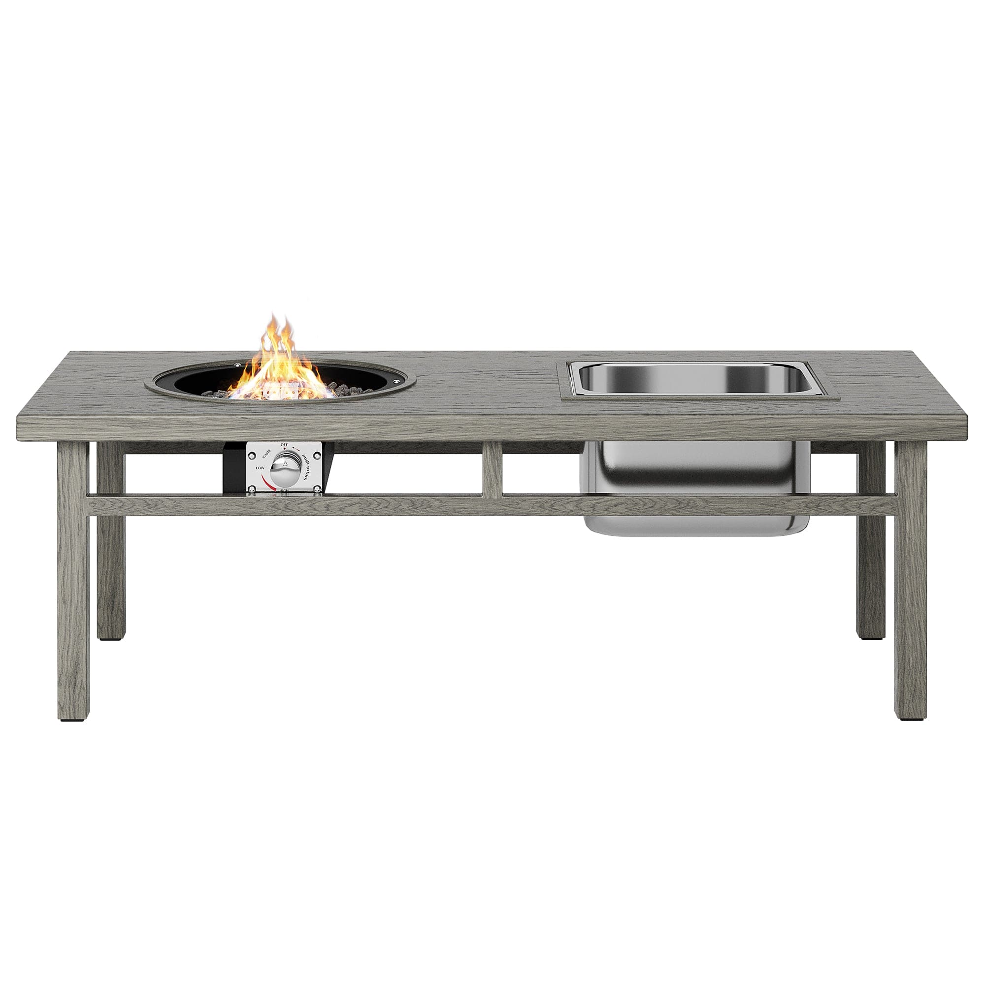 3-in-1 Coffee Table with Ice Bucket and Fire Pit  - Gray