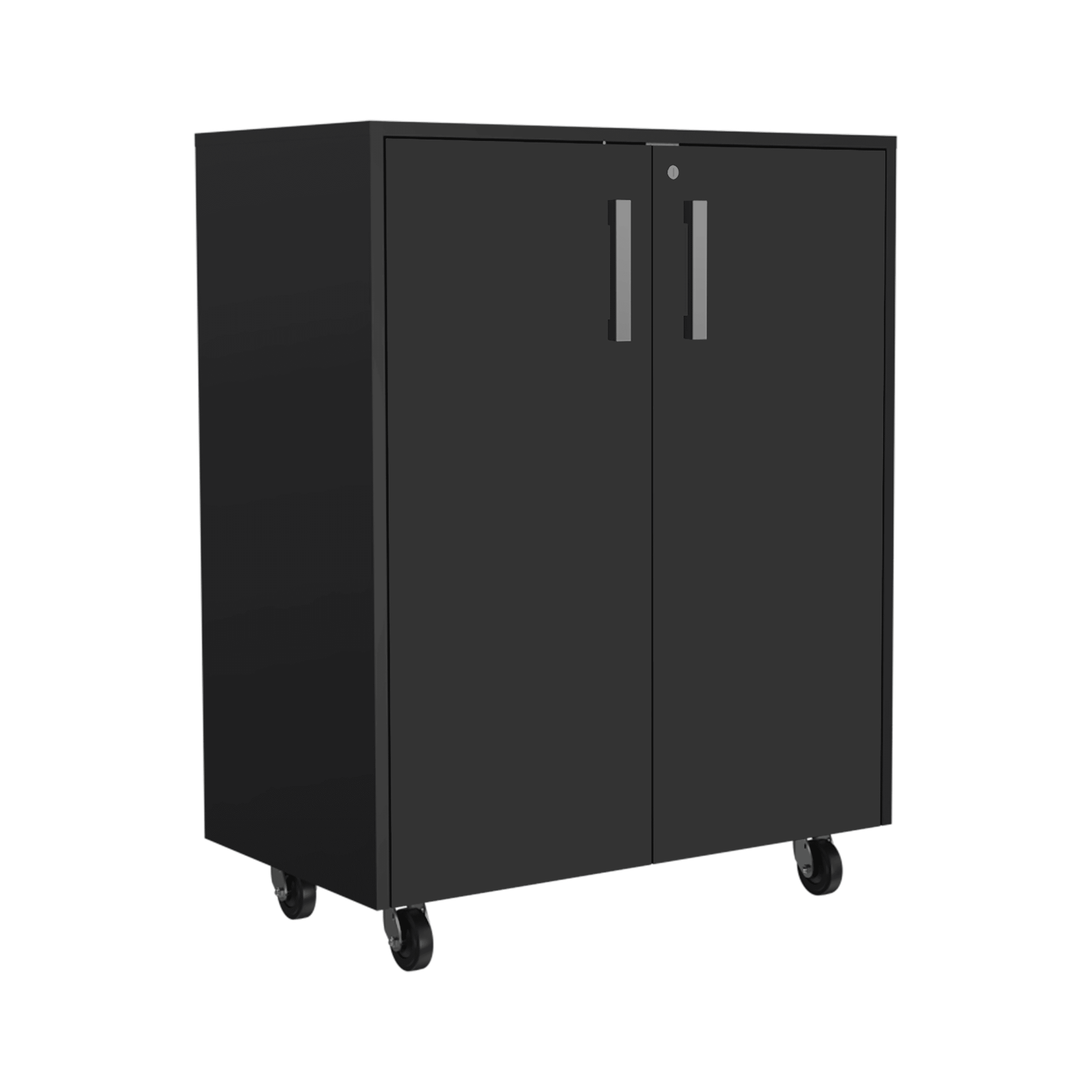 Storage Cabinet Lions, Double Door and Casters, Black Wengue Finish