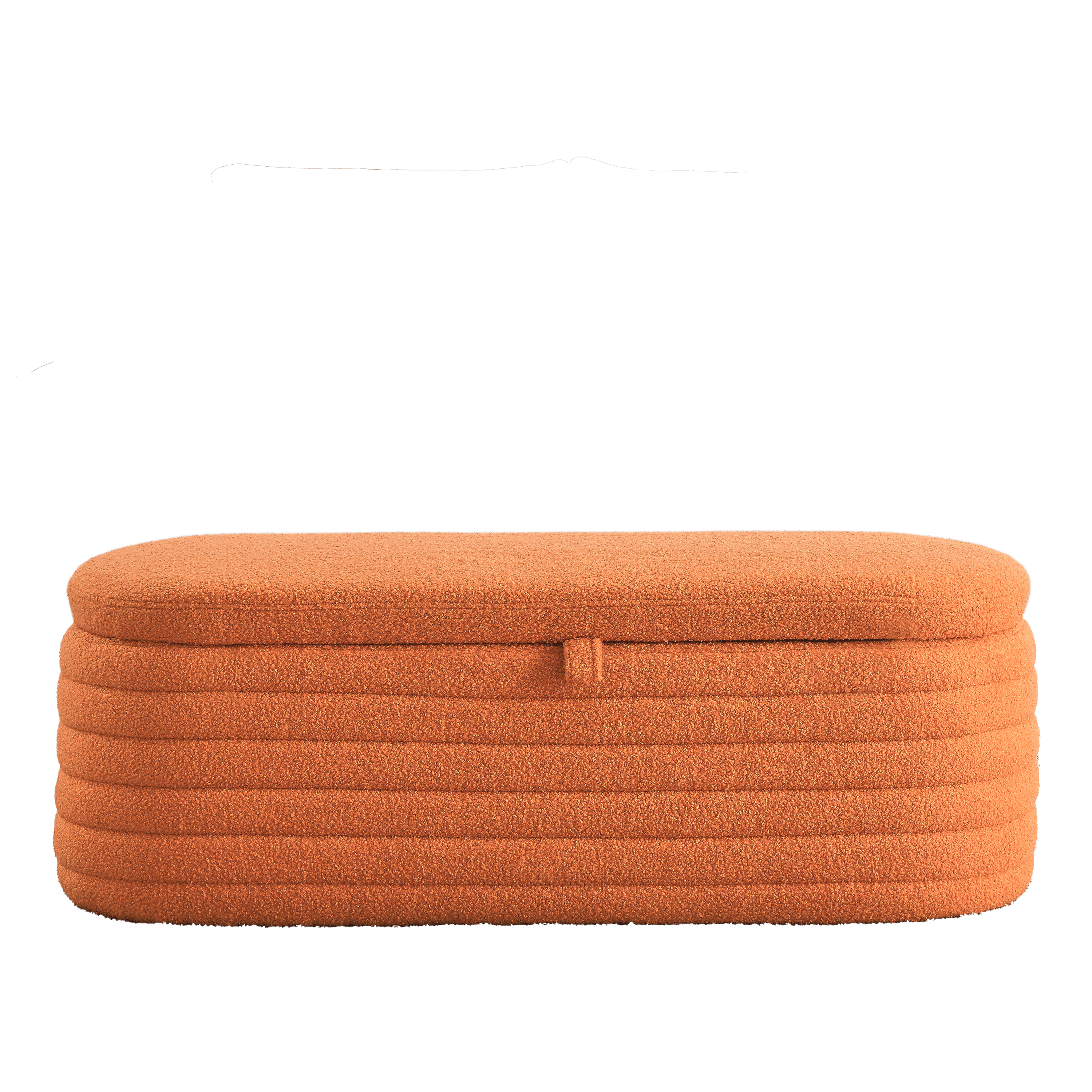 [Video] Welike Length 45.5 inchesStorage Ottoman Bench Upholstered Fabric Storage Bench End of Bed Stool with Safety Hinge for Bedroom, Living Room, Entryway, orange teddy.