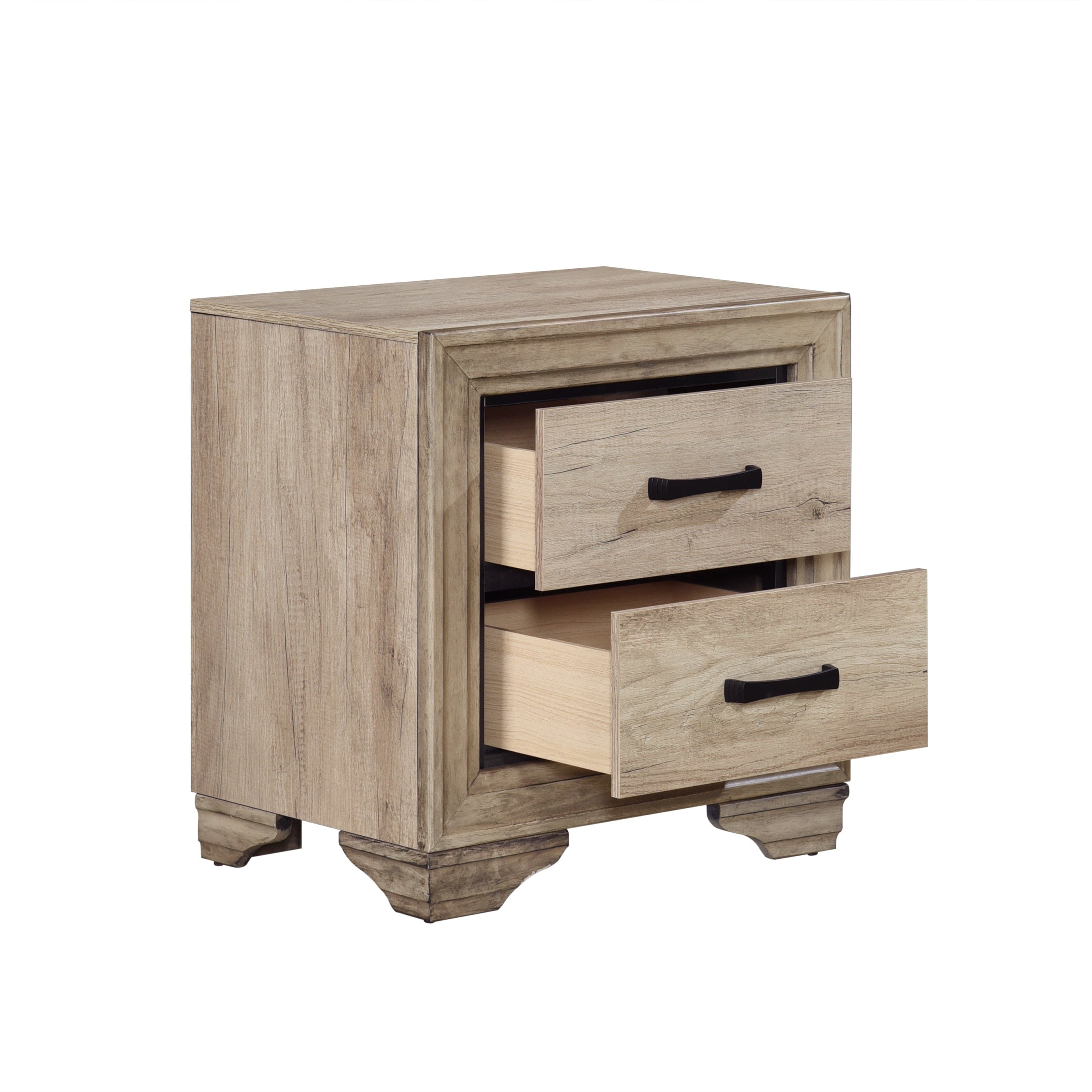 Contemporary Bedroom Furniture 1pc Nightstand of Drawers Natural Finish Melamine Laminate Bed Side Table