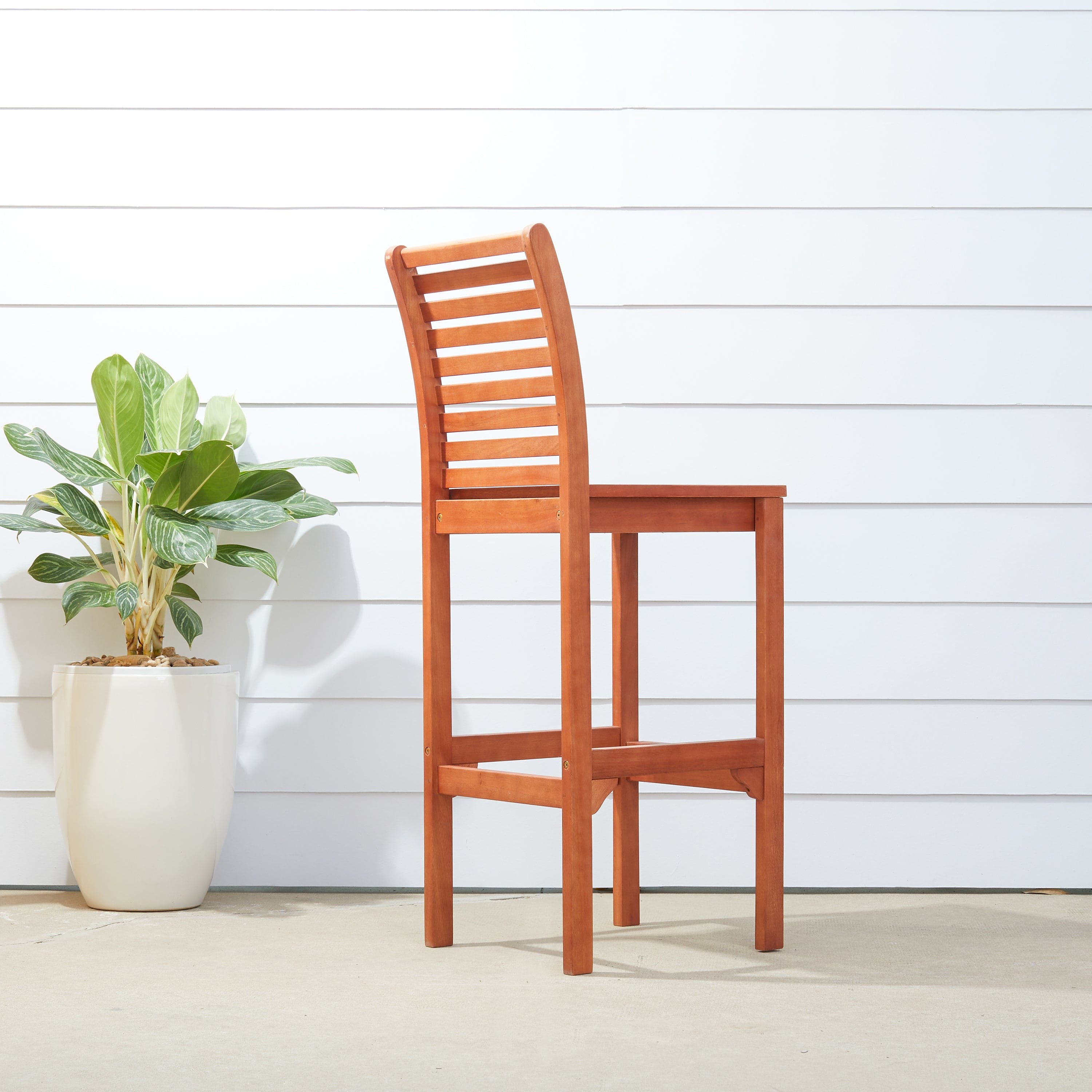 Emilio Reddish Brown Tropical Wood Bar Chair