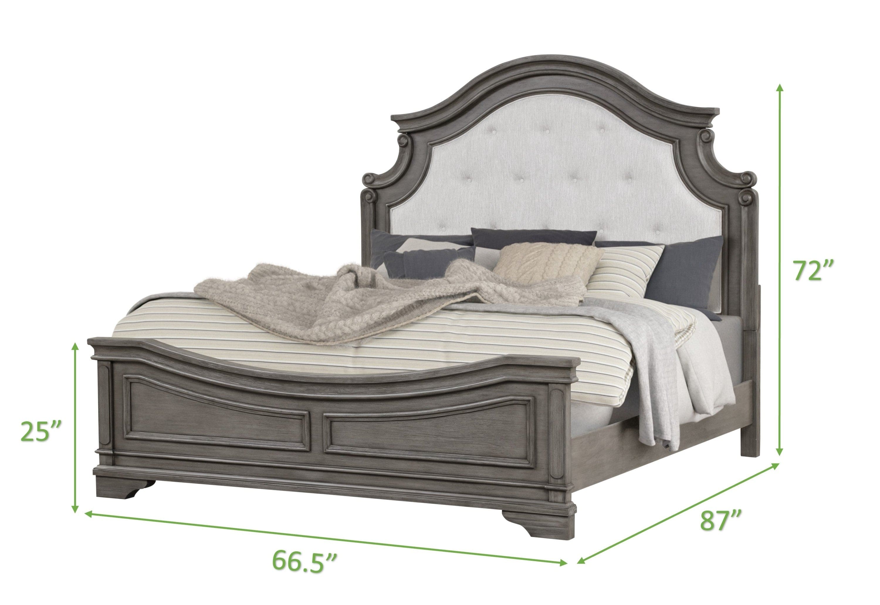 Grace King Bed in Gray