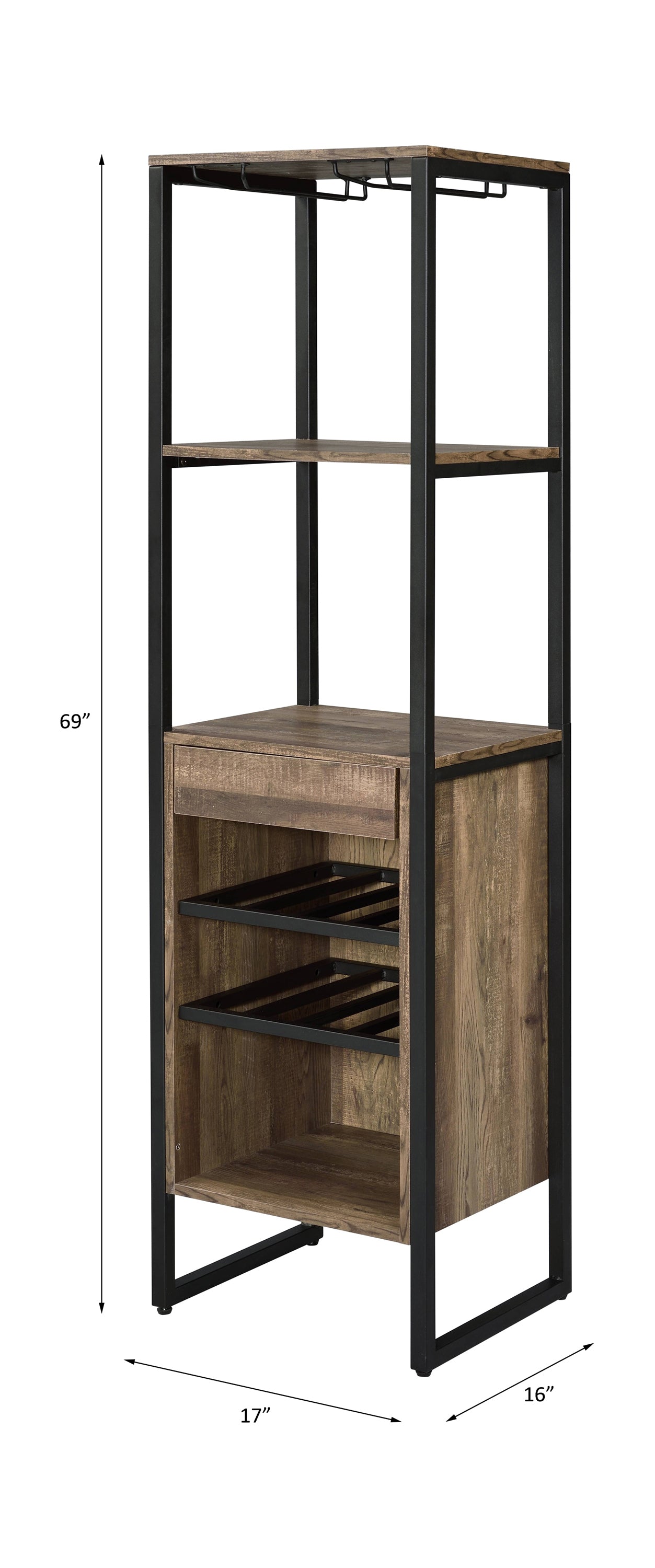 ACME NarikWine Rack in Weathered Oak 97800