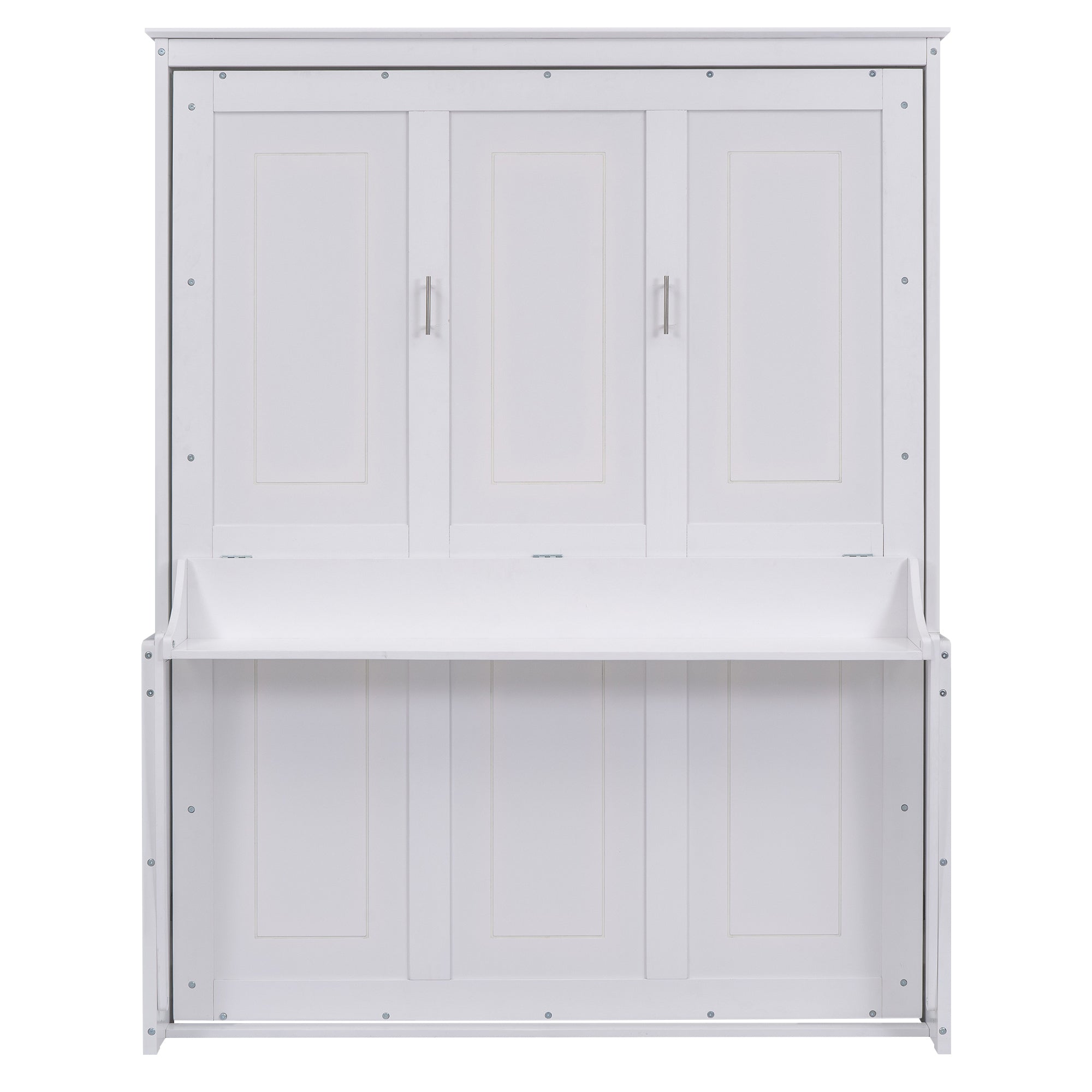 Queen Size Murphy Bed with a Shelf, White